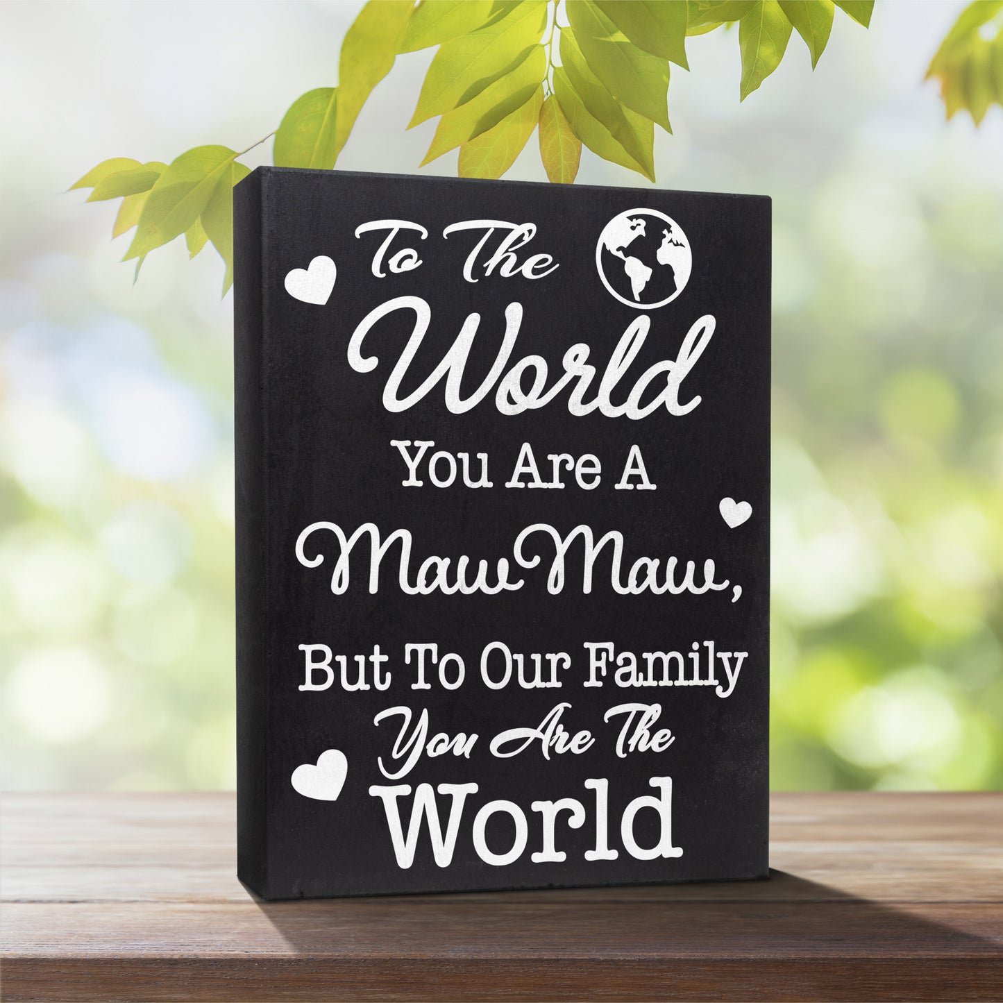JennyGems Maw Maw Gift Sign Decor Plaque, Mawmaw Gift Wall Hanging and Tabletop Box Sign, 6x8 Inch Wood Sign, Made in USA