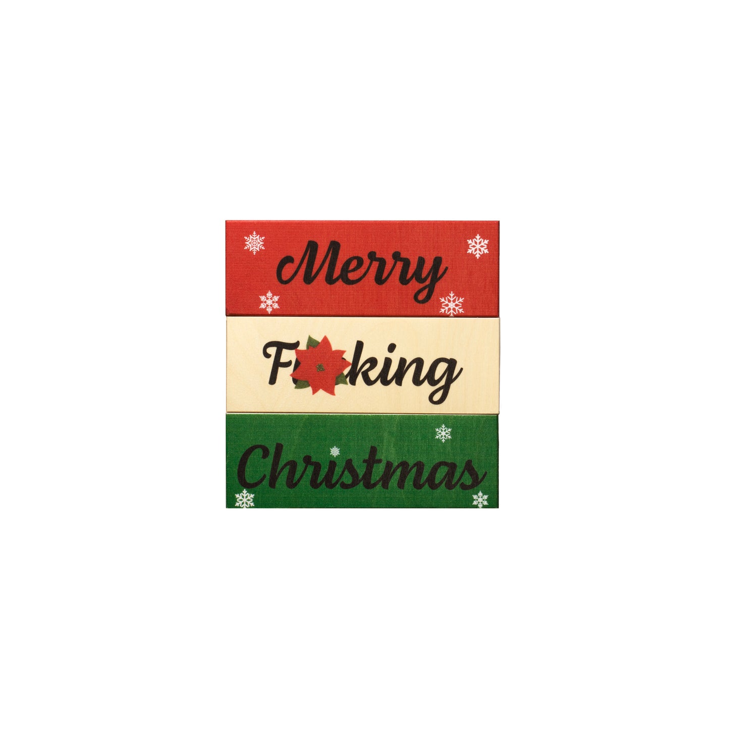 JennyGems Inappropriate Funny Christmas Gifts, Funny Christmas Decorations, Set Of 3 Merry Christmas Wood Blocks, Christmas Decor, Tiered Tray Decor, Mantel Decor, Stocking Stuffers