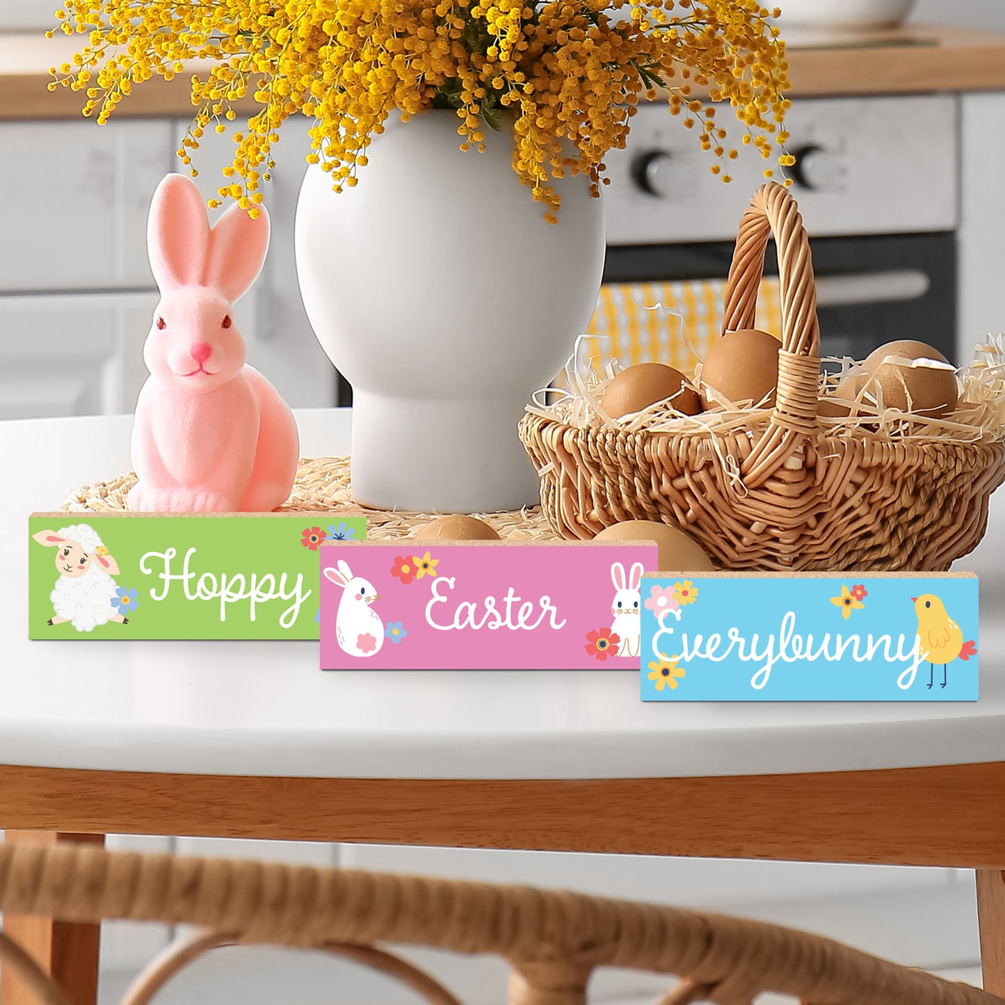 Hoppy Easter Everybunny Wooden Block Sign Set - 3pc