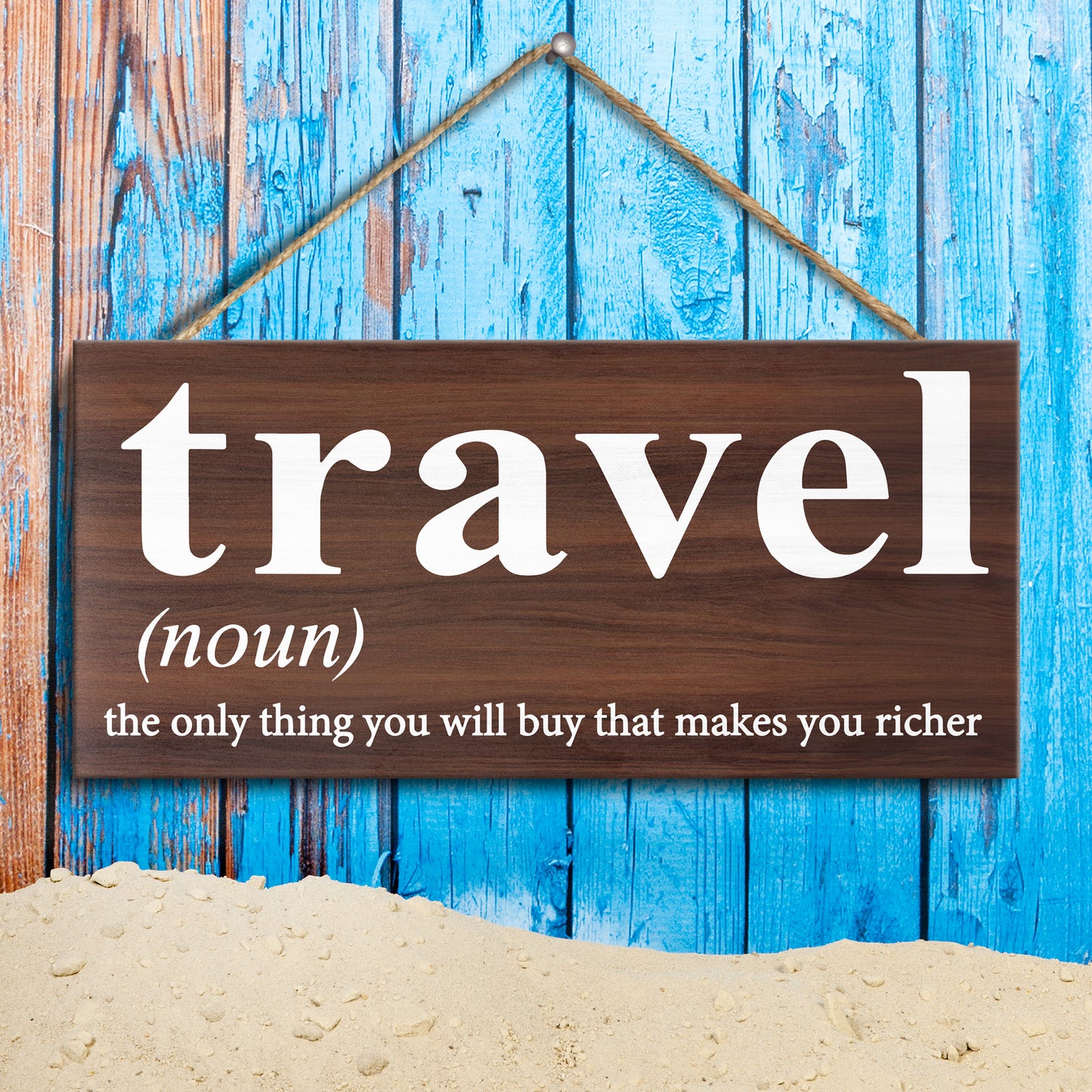 JennyGems Travel Sign, 13x6 Hanging Wood Wall Decor, Travel the Only Thing You Will Buy That Makes You Richer, Travel Gifts, Farmhouse Rustic Decor, Travel Themed Home Accent, Travel Room Decoration, Gifts for Travelers