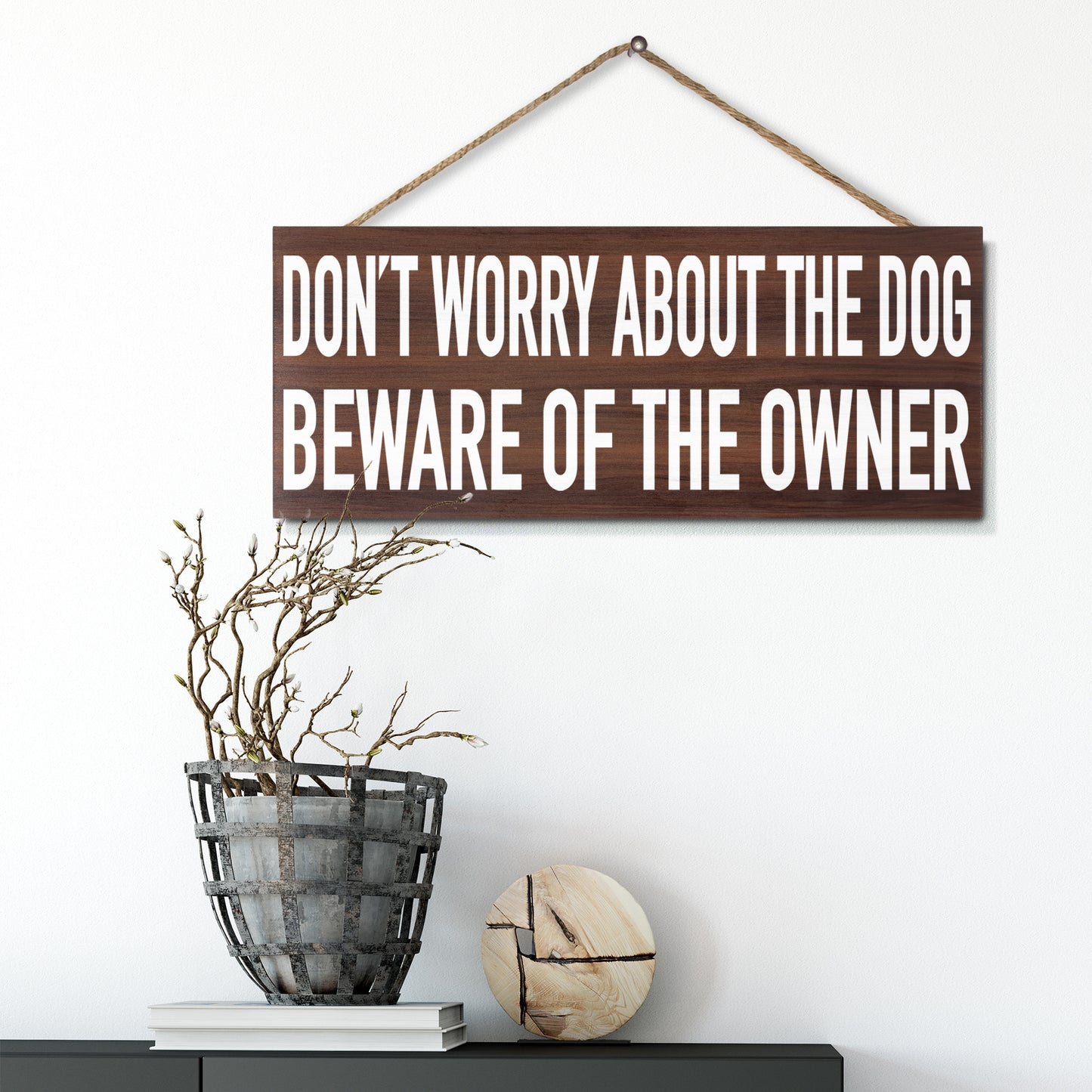 JennyGems Don't Worry About the Dog Beware of the Owner Wooden Sign, Pet Lovers, Dog Owner Warning Sign, Dog Mom Gifts