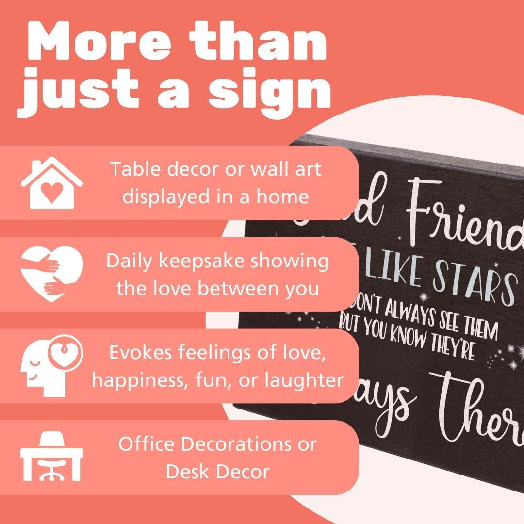 JennyGems Good Friends Are Like Stars, Friendship Gifts, Birthday Gifts for Friends, 8x6 Inch Wood Sign, Good Friends Gifts Sign Decor, Graduation Going Away Gifts for Friend
