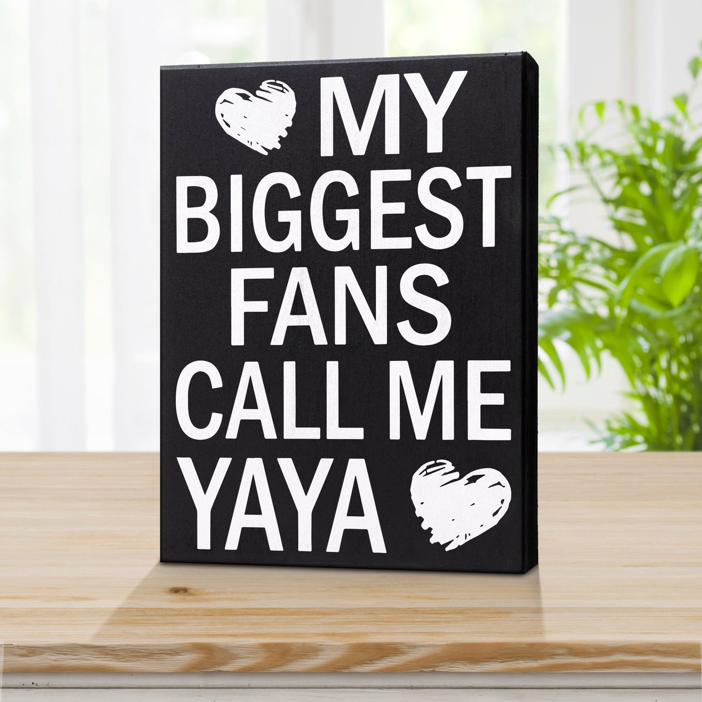 JennyGems Gifts for Yaya, Yaya Gifts from Grandkids, My Biggest Fans Call Me Yaya Wood Sign, Yaya Gifts for Christmas, Yaya Birthday Gifts