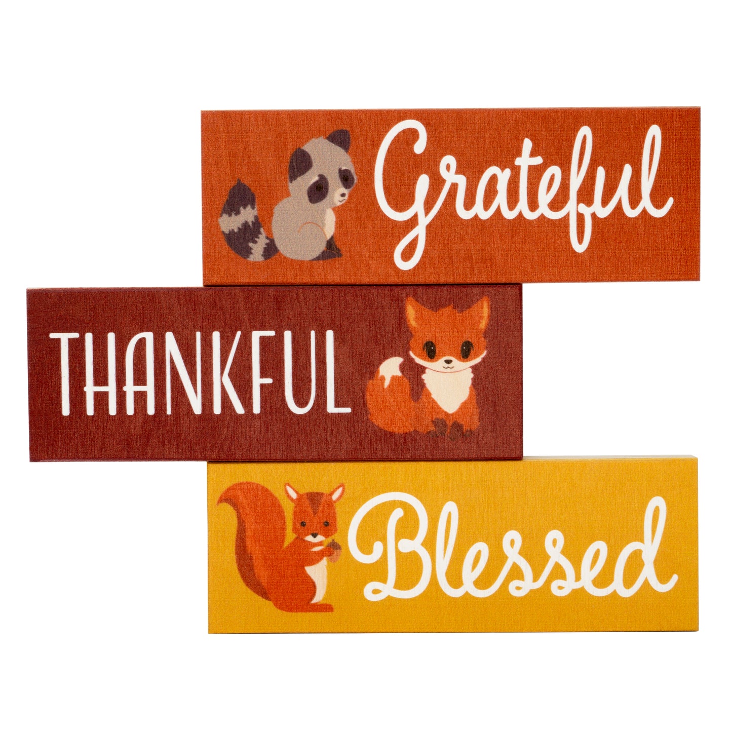 Grateful Thankful Blessed Fall Decor, 3pc Wooden Block Sign Set, Fall Tiered Tray, Fall Decorations, Autumn Thanksgiving Decor, Made in USA