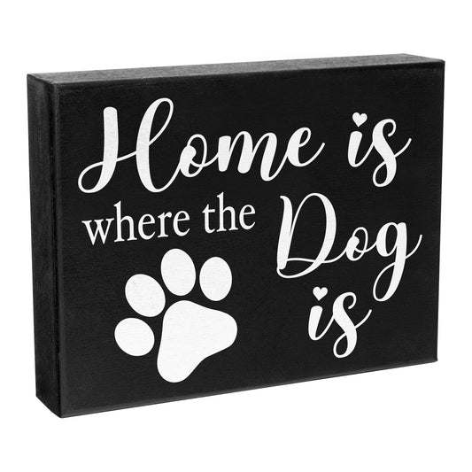 JennyGems Dog Gifts, Home Is Where the Dog Is, 8x6 Inch Wood Sign, Wall Decor, Dog Novelty Gifts, Cute Dog Signs, Dog Lovers Gifts, Dog Mom Gifts, American Made