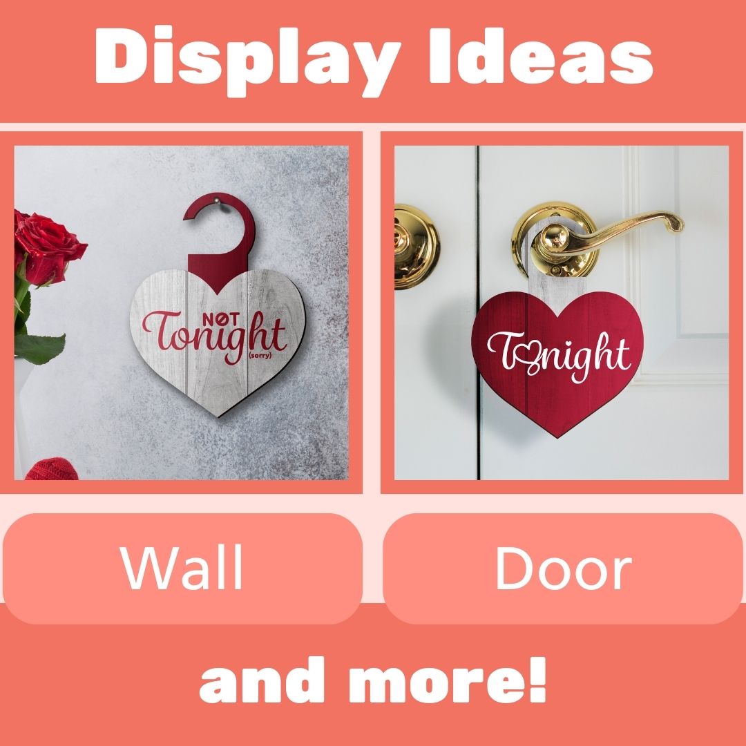 Funny Date Night Decision Sign for Him or Her, Tonight Not Tonight Reversible Door Hanger, Couples Gift, Made in USA