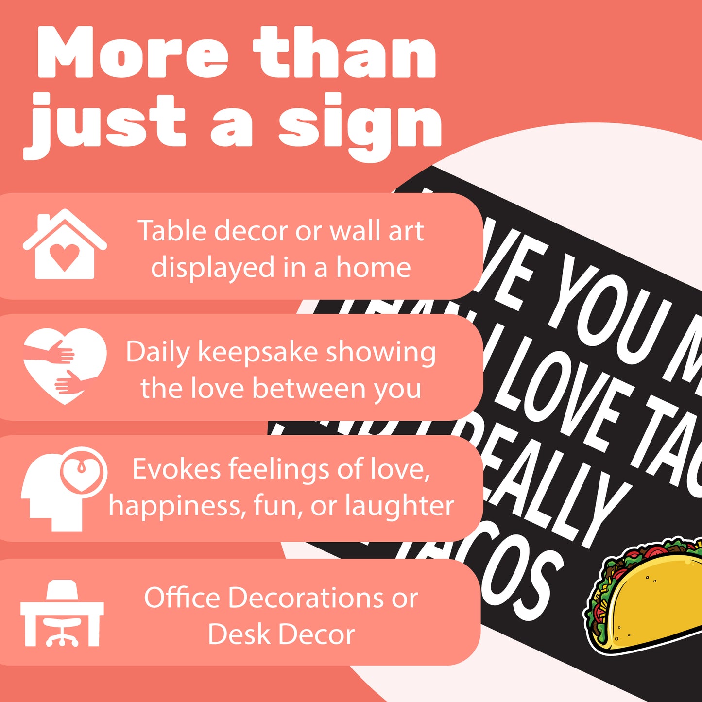 JennyGems I Love You More Than I Love Tacos and I Really Love Tacos Wood Sign, Tacos Decor, Funny Taco Gifts