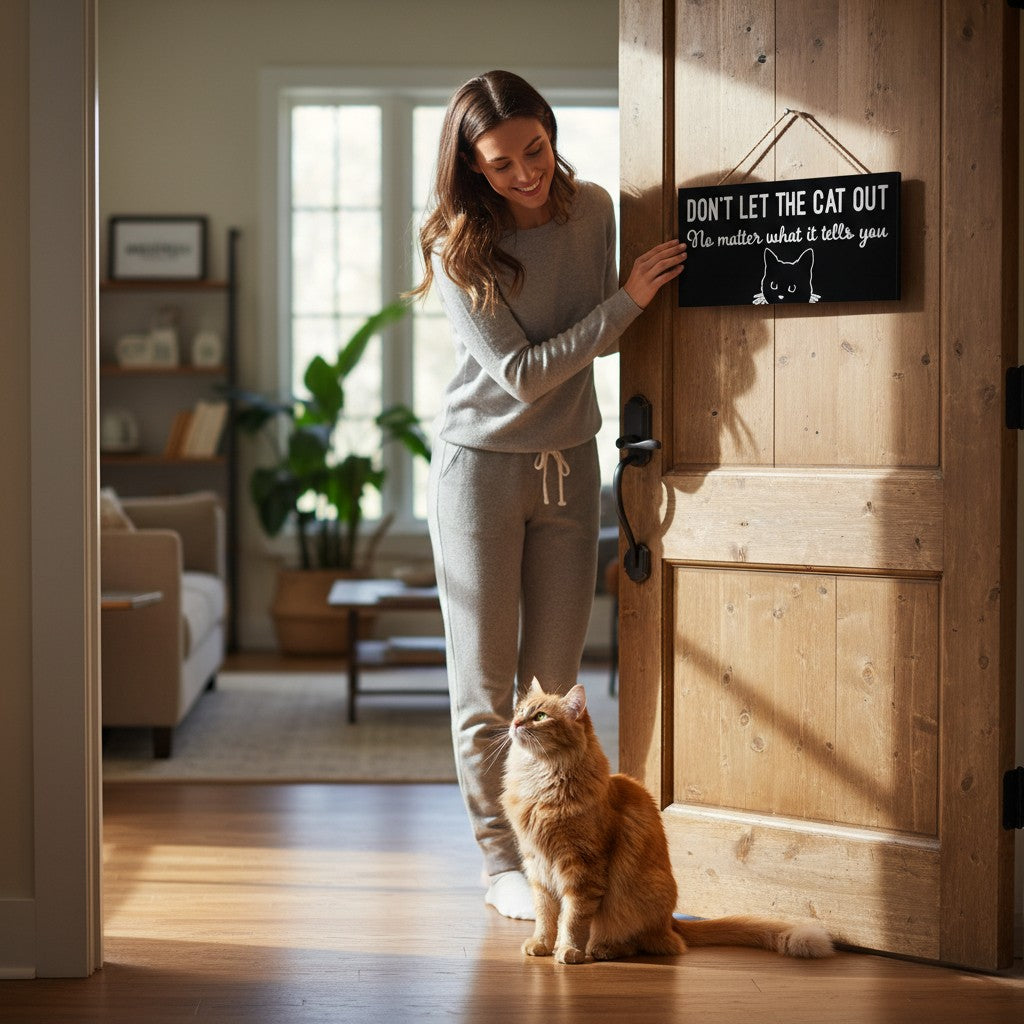 Don't Let the Cat Out No Matter What It Tells You Wood Sign