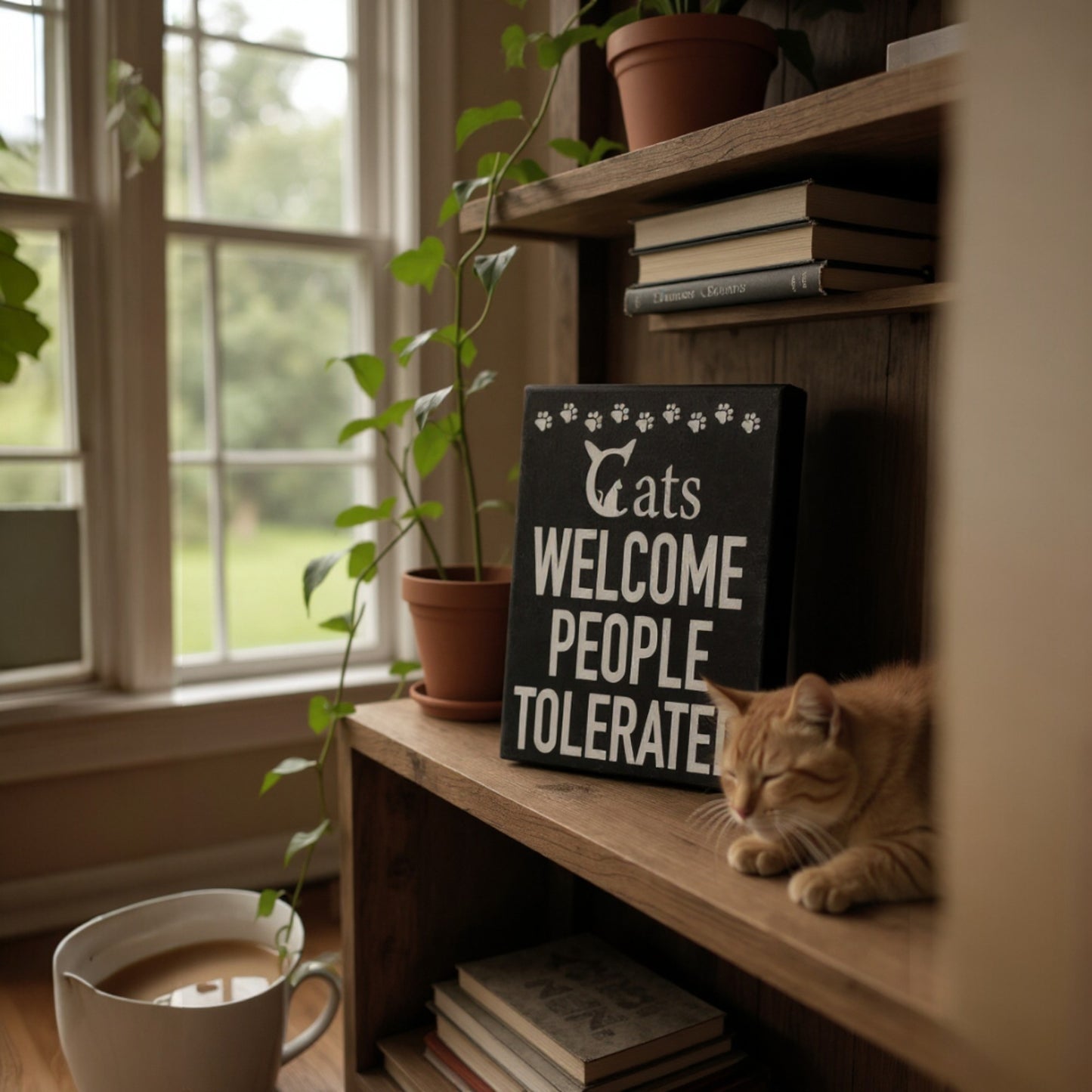 Cats Welcome People Tolerated Sign