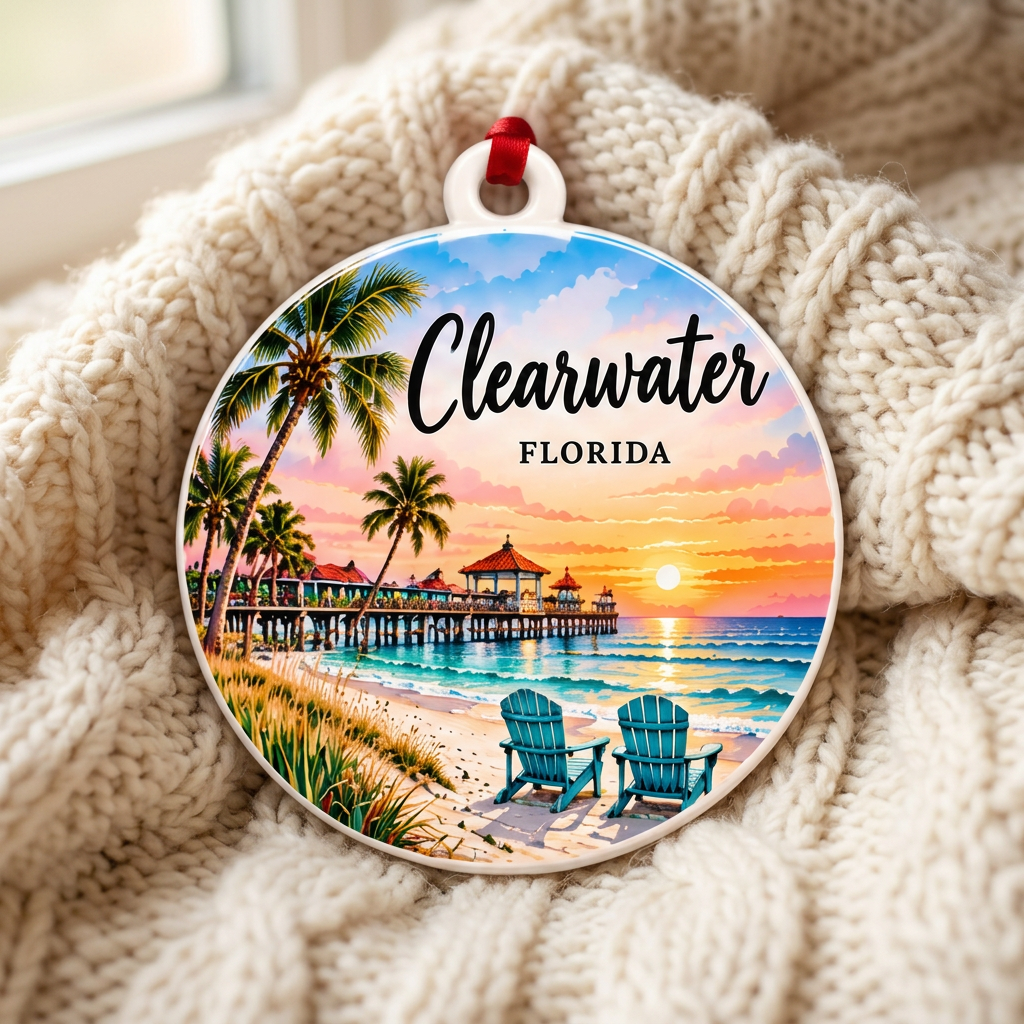 Clearwater Florida Christmas Ornament - PVC Vacation Souvenir