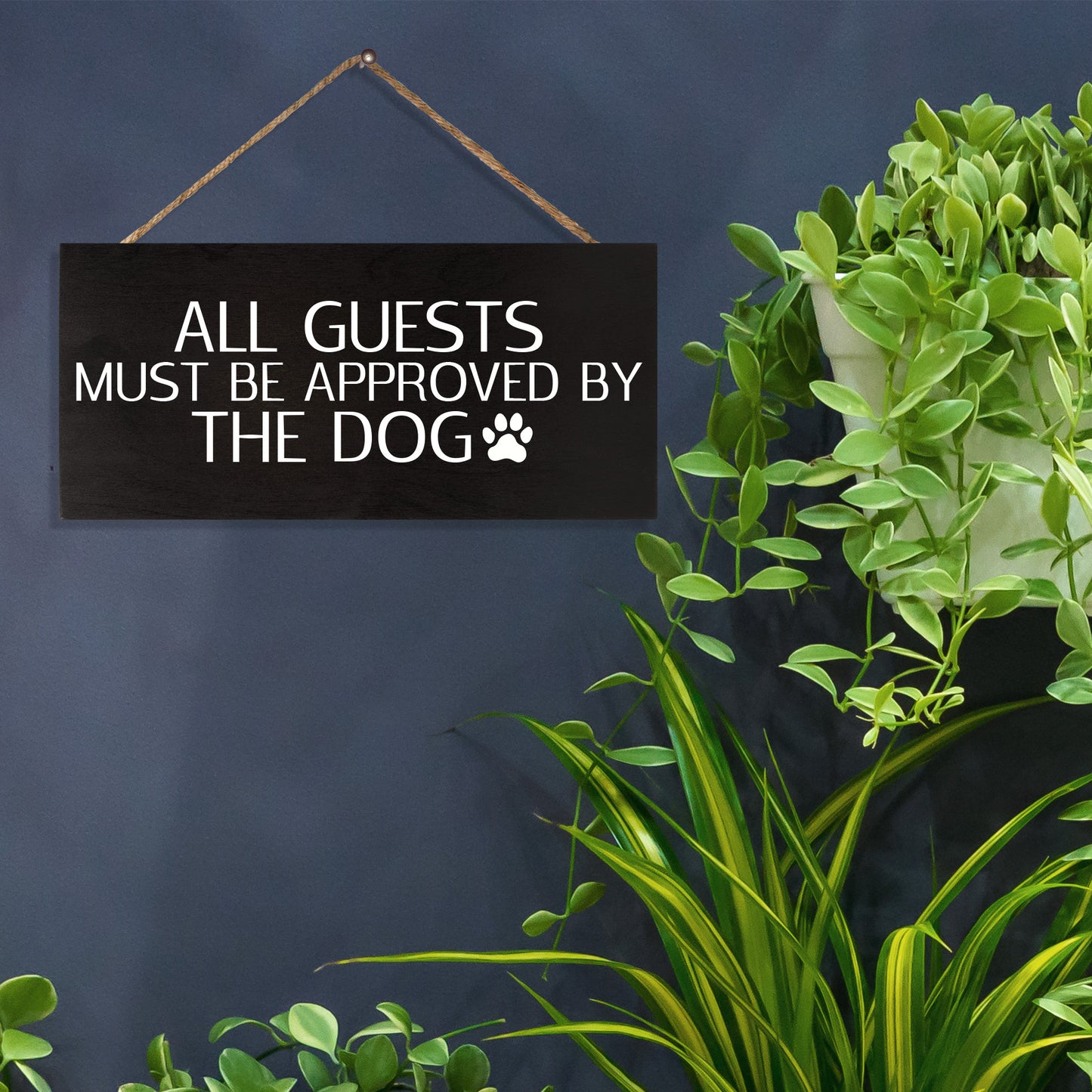 JennyGems All Guests Must Be Approved by The Dog Wood Sign, Hanging Funny Dog Signs