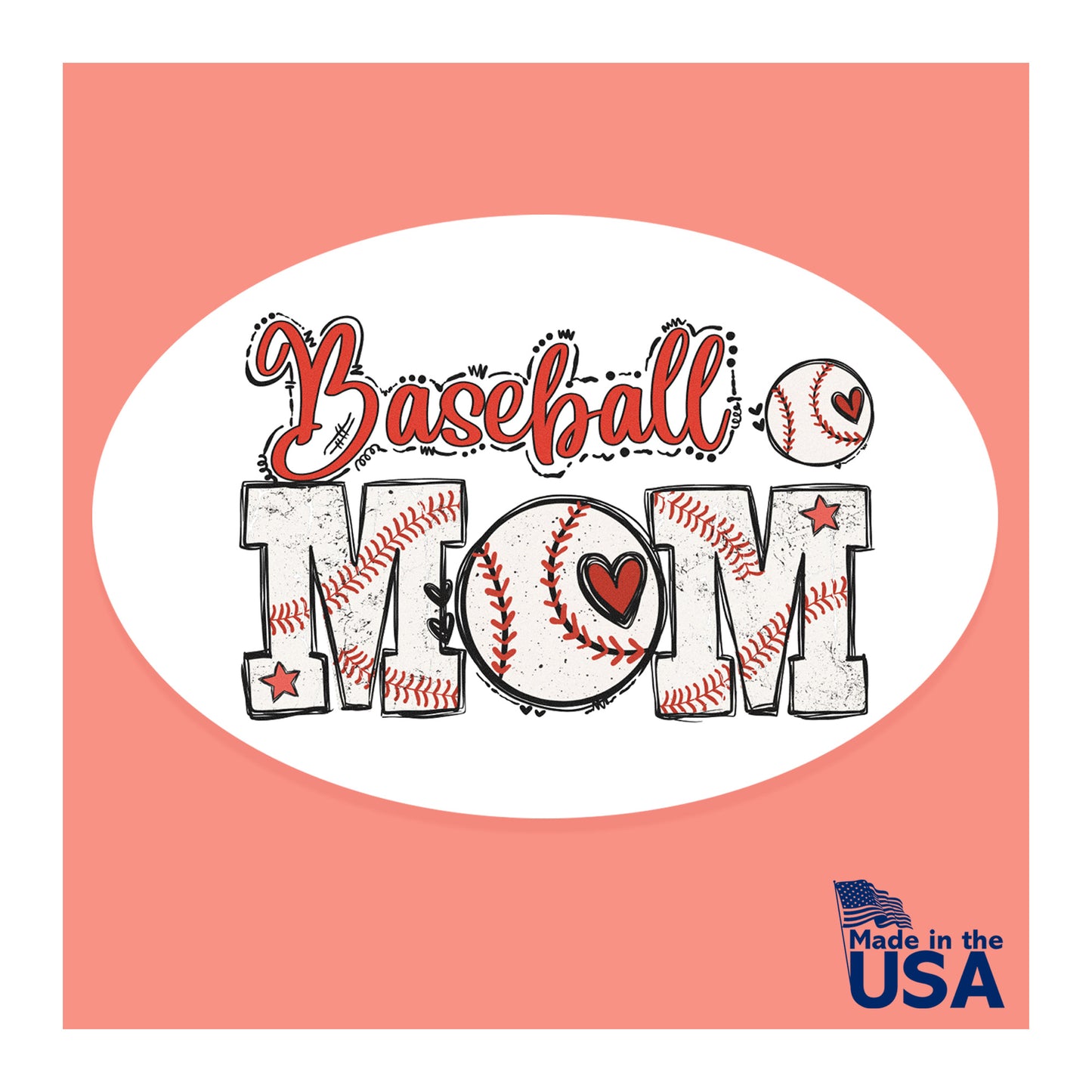 Baseball Mom Magnet - 4x6 Inch Oval for Car or Fridge | Proud Baseball Mom Gift, Made in USA