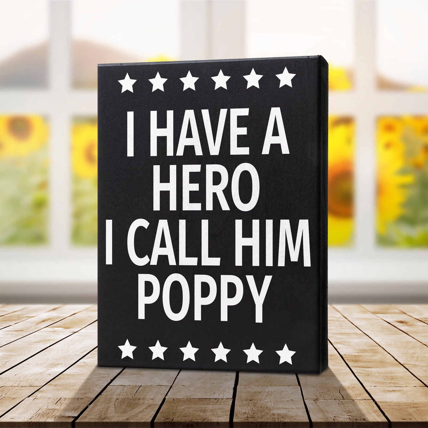 JennyGems Poppy Gifts from Grandson Granddaughter, Gifts for Poppy, I Have A Hero I Call Him Poppy Wood Sign, Poppy Christmas Presents