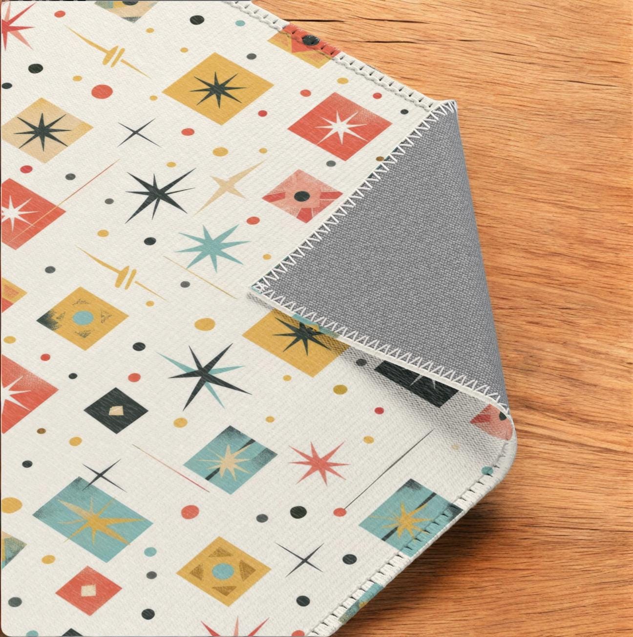 Mid Century Modern Area Rug, Starburst, 1950s Inspired Retro Design, Vintage Inspired Design