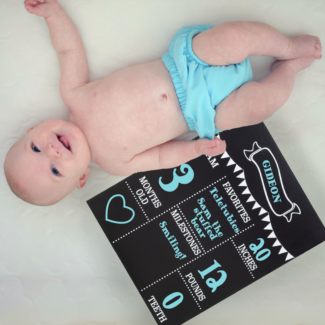 JennyGems Baby Milestone Chalkboard, Monthly Milestones for Baby Photo Prop Board, 11.5x14.5 Inch Wood Reusable Baby Milestone Board Chalkboard Sign, Baby's First Year