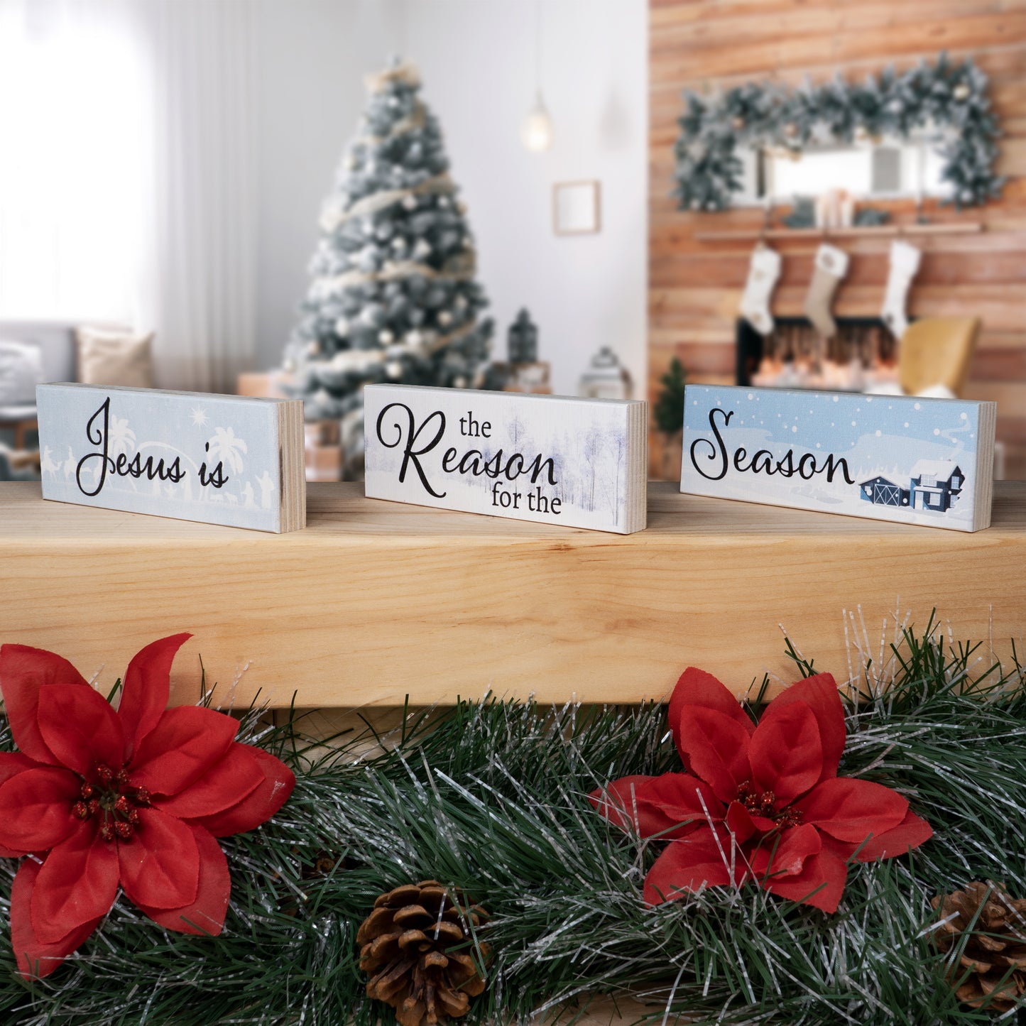 JennyGems Christmas Decor, Jesus Is the Reason for the Season, Christmas Decorations, Mini Wood Block Signs, Tiered Tray Decor, Holiday Decor, Christmas Gifts, Christmas Nativity Signs