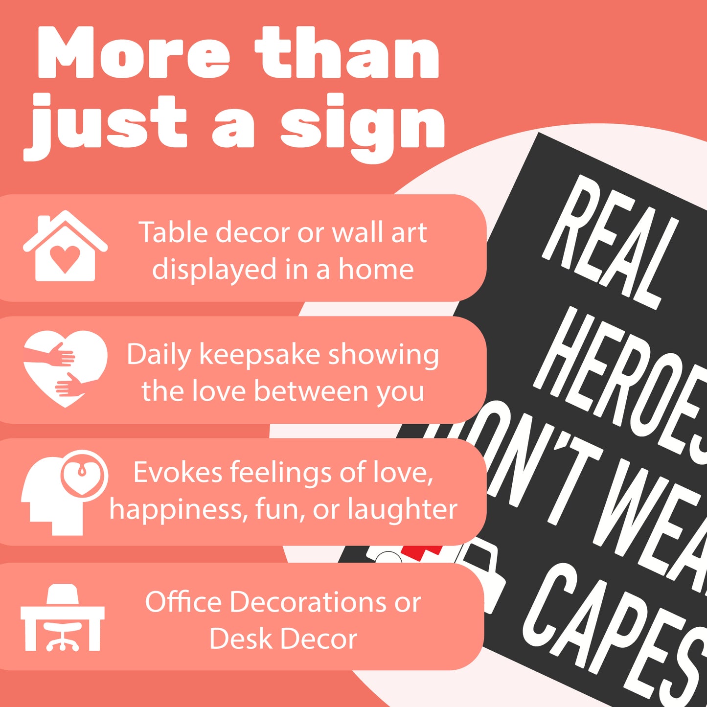 JennyGems Real Heroes Don't Wear Capes, EMT Sign, Paramedic Gifts, First Responder Signs, EMT Graduation Gift, EMT Gifts, EMS Sign, Ambulance Driver Gifts, Made in USA