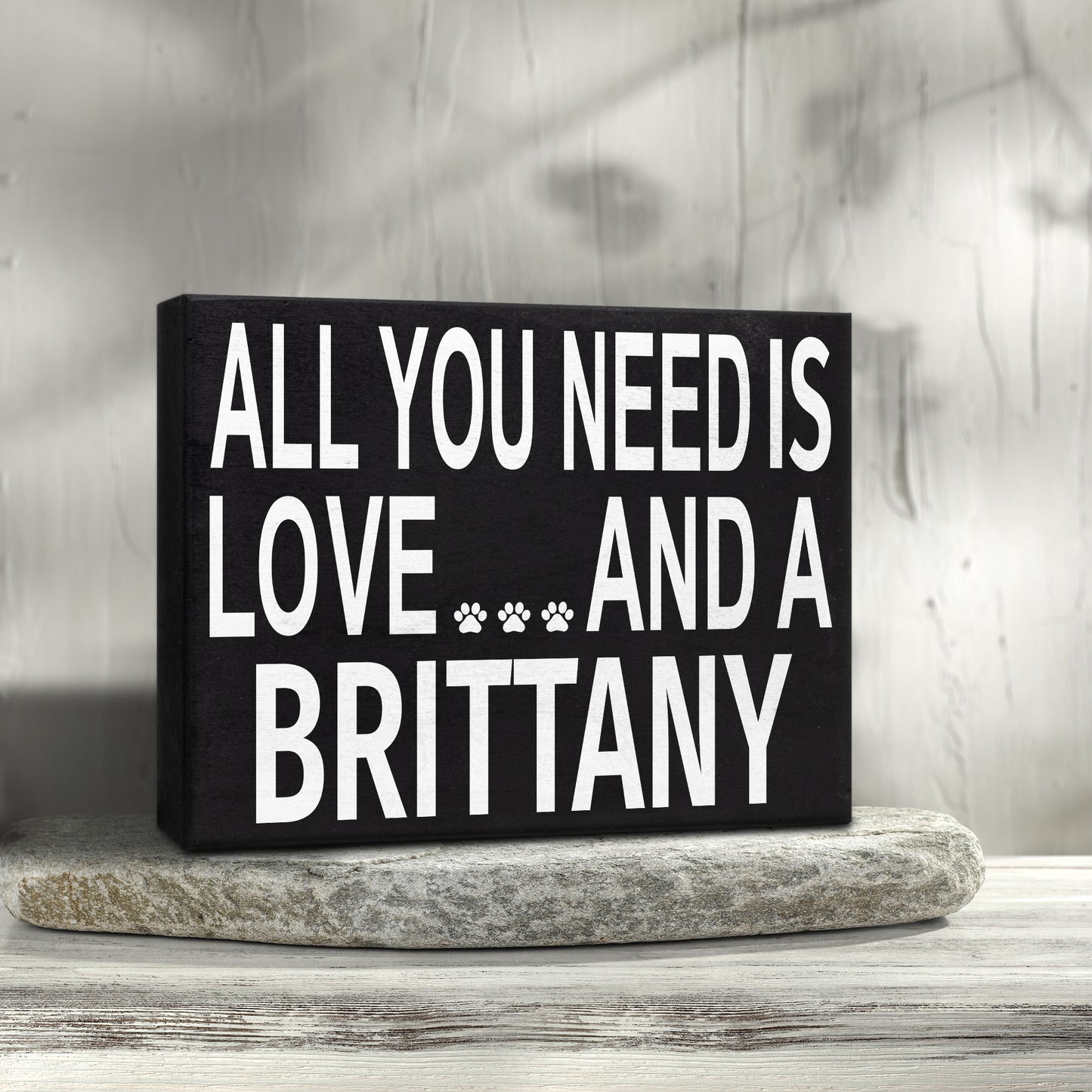 JennyGems Brittany Dog Gifts, All You Need Is Love and a Brittany, Brittany Spaniel Gifts, 8x6 Inch Wood Sign, Wall Hanging and Box Sign, American Made