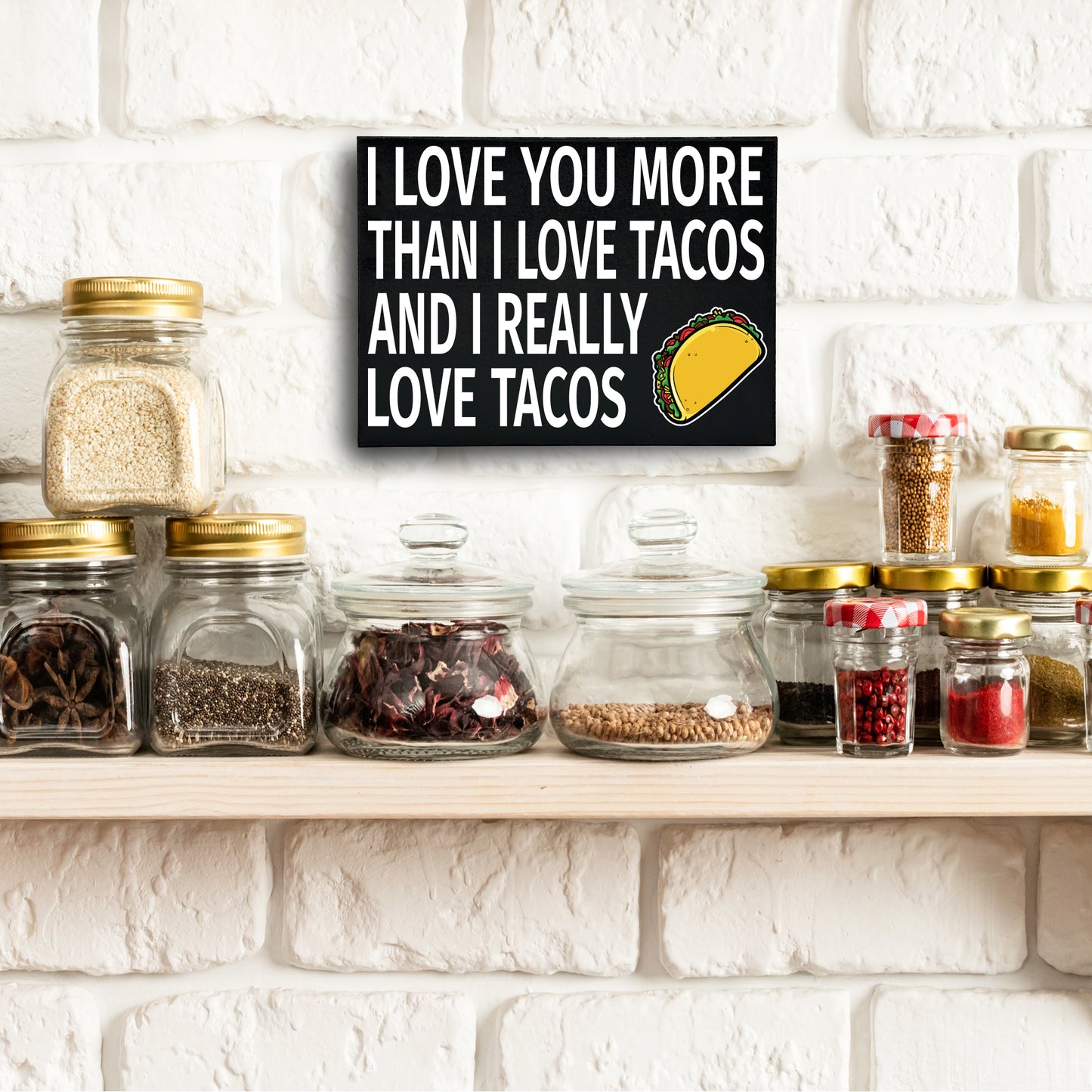 JennyGems I Love You More Than I Love Tacos and I Really Love Tacos Wood Sign, Tacos Decor, Funny Taco Gifts