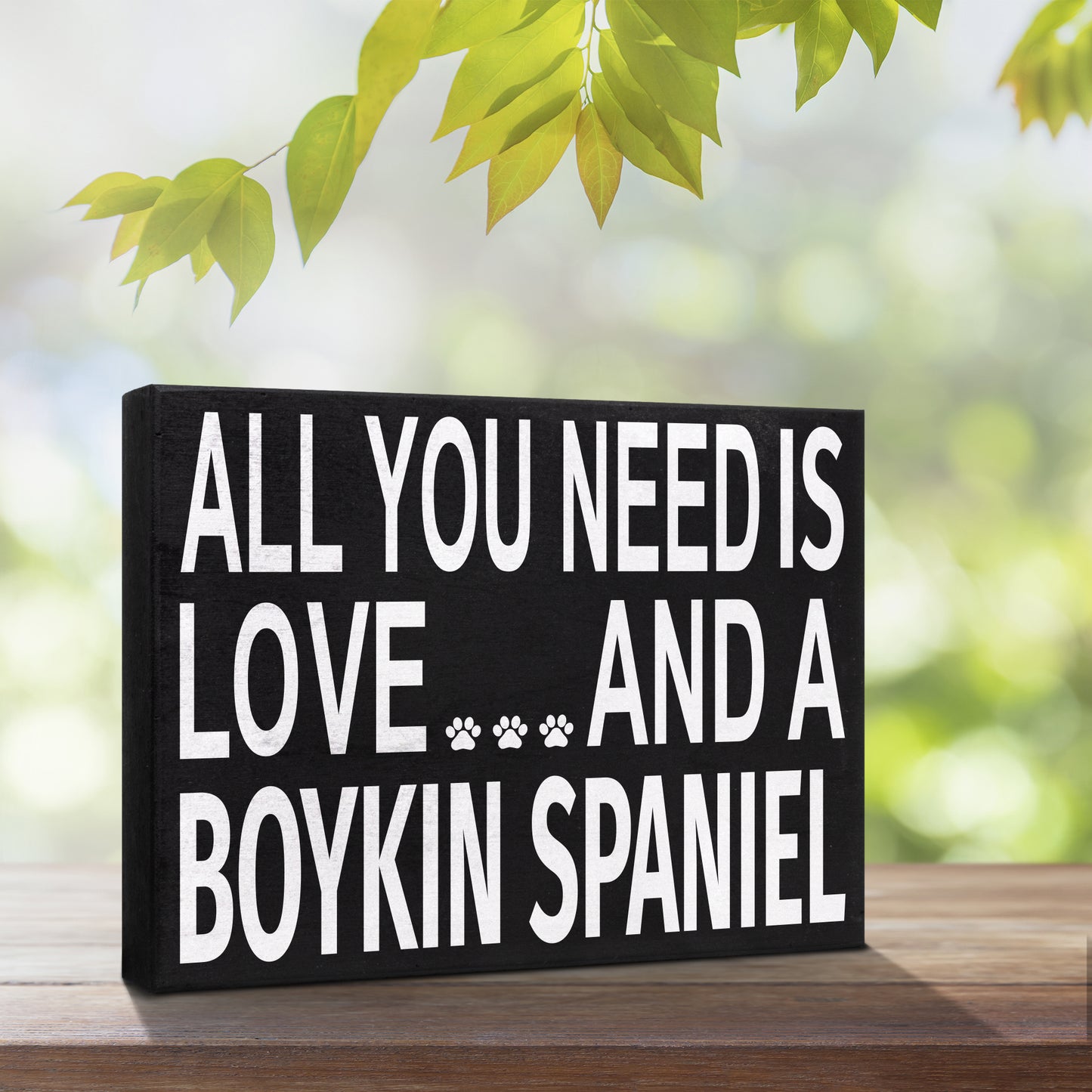 JennyGems Boykin Spaniel Gifts, All You Need Is Love and a Boykin Spaniel Wooden Sign, Boykin Spaniel Dog, Shelf Decor and Wall Hanging, Made in USA