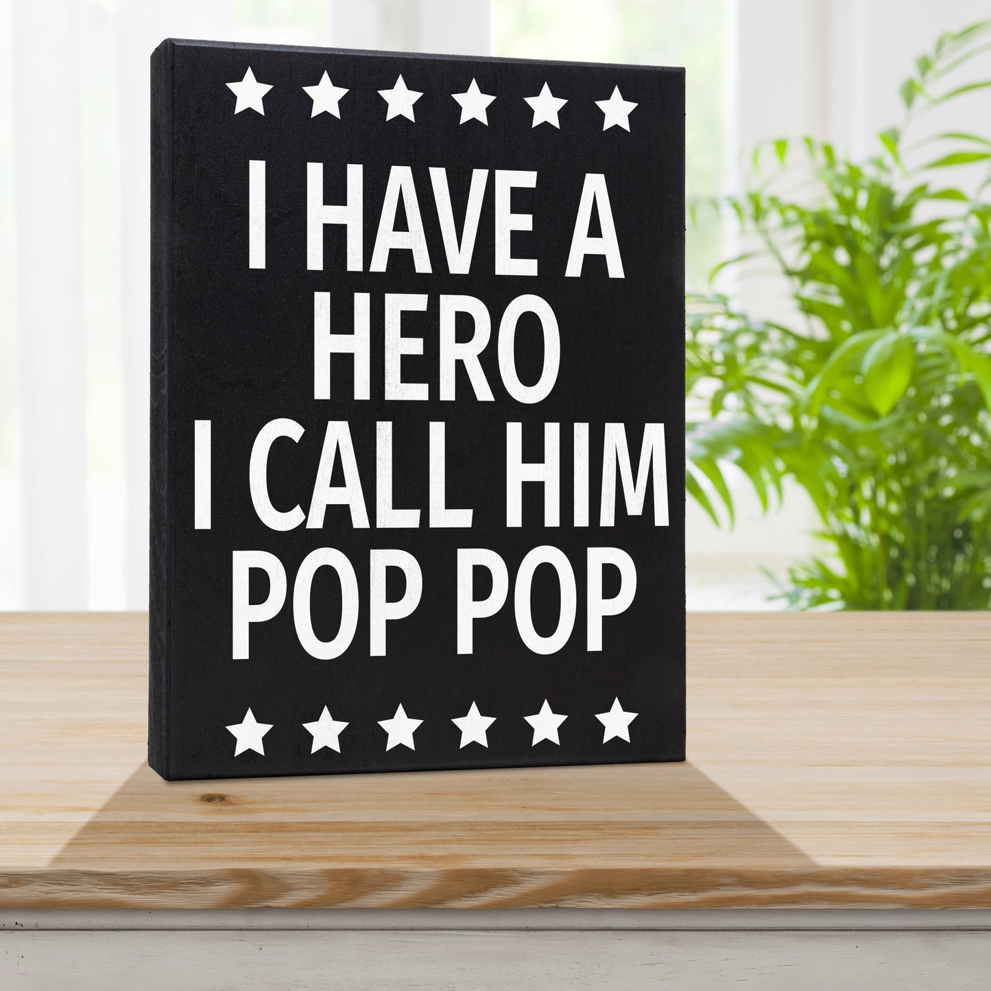 JennyGems Pop Pop Gifts from Grandson Granddaughter, Gifts for Pop Pop, I Have A Hero I Call Him Pop Pop Wood Sign, Gifts for Grandpa