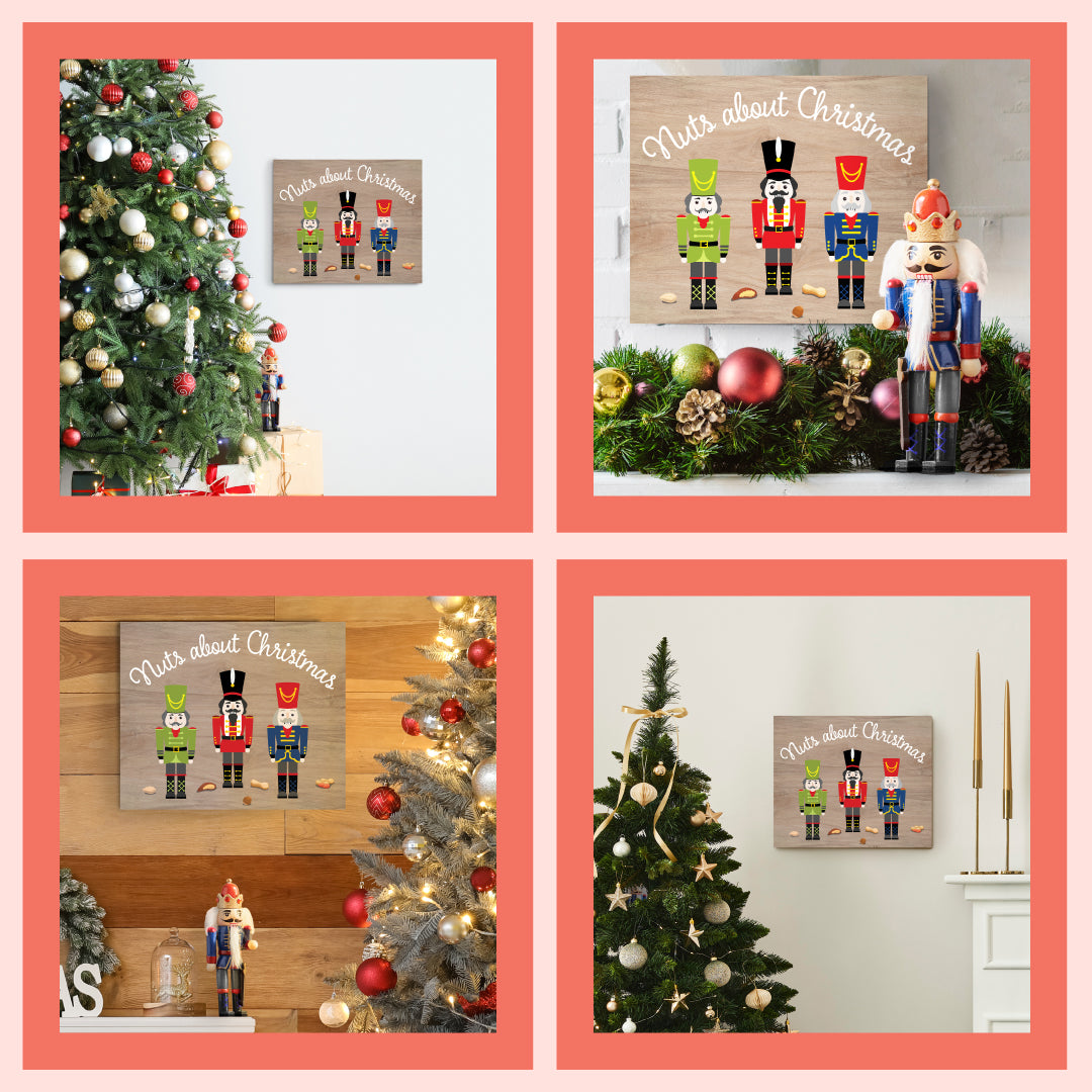 Nutcracker Christmas Decorations, Wooden Nutcrackers Hanging Decor for Christmas, Nuts About Christmas Wall Art