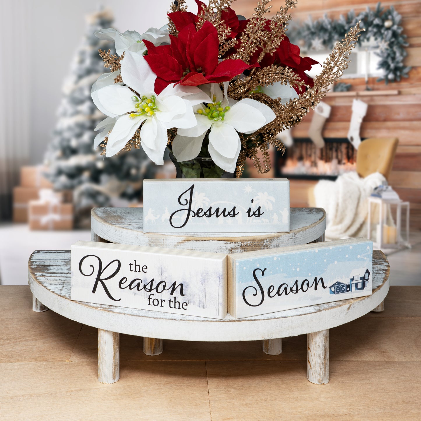 JennyGems Christmas Decor, Jesus Is the Reason for the Season, Christmas Decorations, Mini Wood Block Signs, Tiered Tray Decor, Holiday Decor, Christmas Gifts, Christmas Nativity Signs