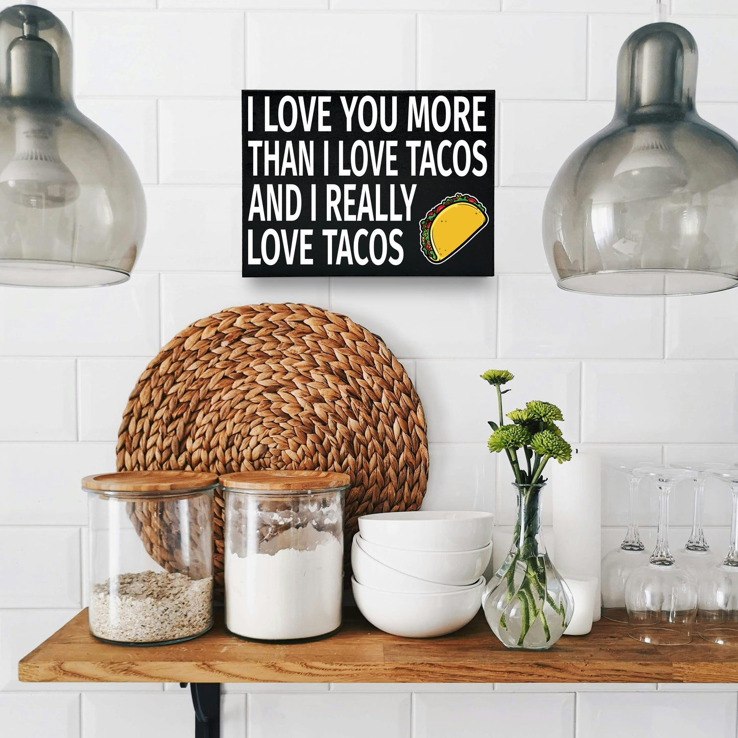 JennyGems I Love You More Than I Love Tacos and I Really Love Tacos Wood Sign, Tacos Decor, Funny Taco Gifts