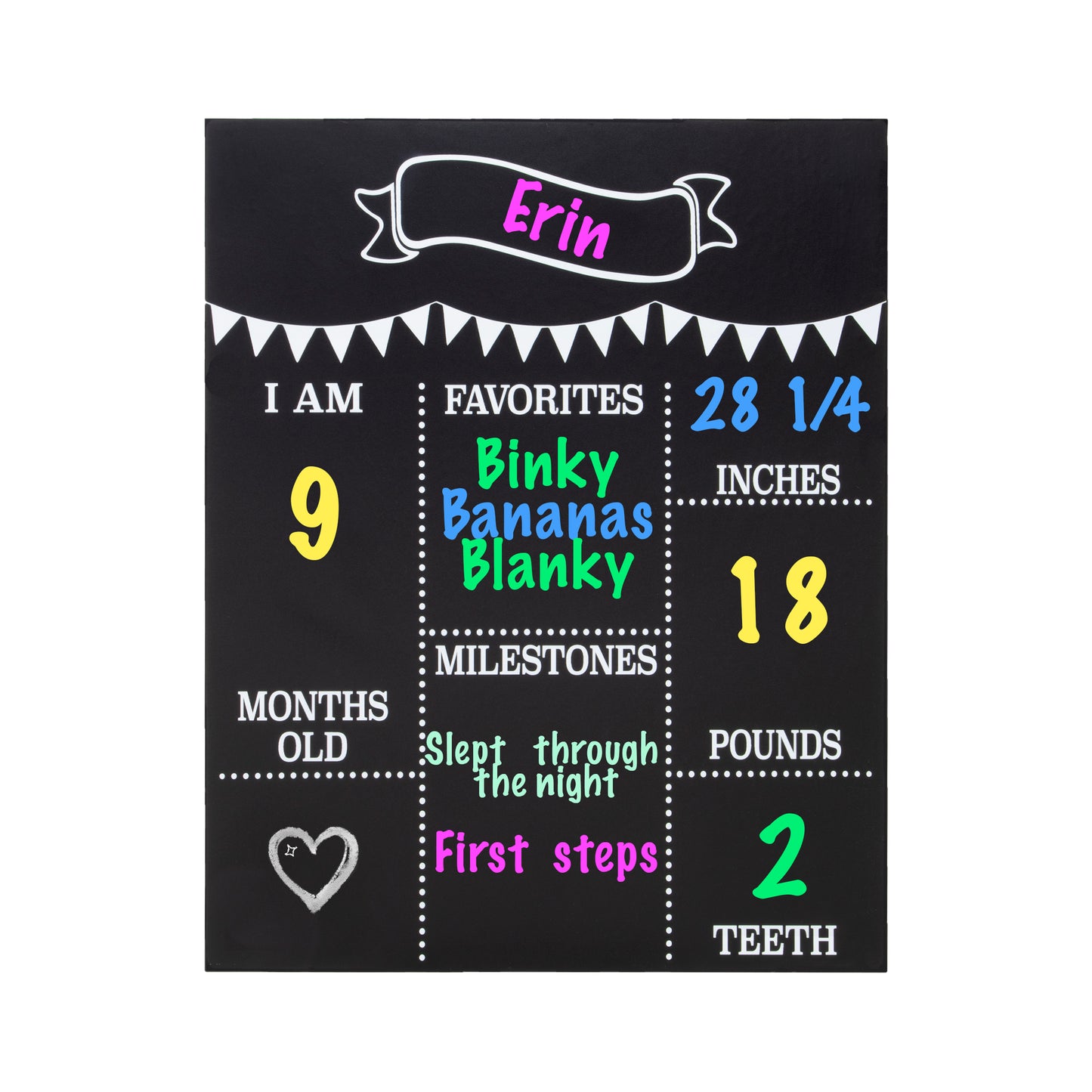 JennyGems Baby Milestone Chalkboard, Monthly Milestones for Baby Photo Prop Board, 11.5x14.5 Inch Wood Reusable Baby Milestone Board Chalkboard Sign, Baby's First Year