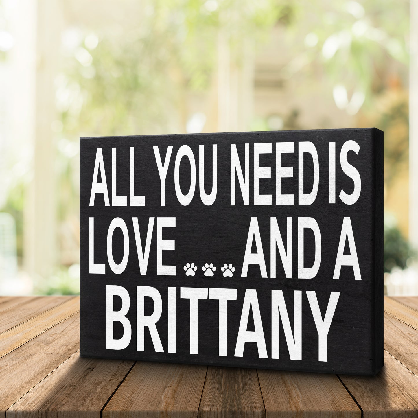 JennyGems Brittany Dog Gifts, All You Need Is Love and a Brittany, Brittany Spaniel Gifts, 8x6 Inch Wood Sign, Wall Hanging and Box Sign, American Made