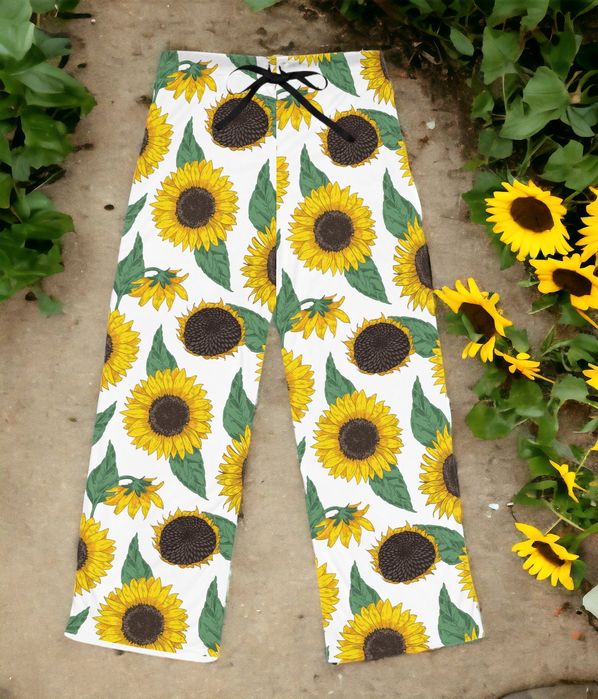 Sunflower Pajama Pants – Cozy Women's Loungewear, Perfect Christmas Gift for Sunflower Lovers, Comfortable Pajama Bottoms, Holiday Gift Idea
