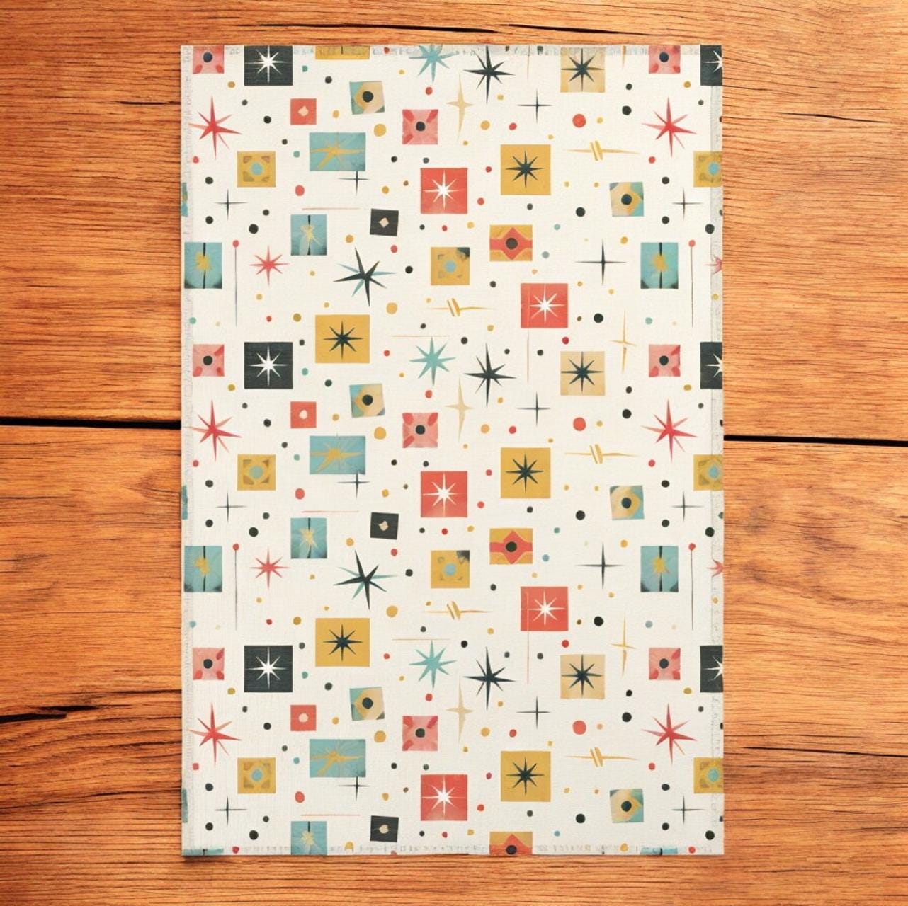Mid Century Modern Area Rug, Starburst, 1950s Inspired Retro Design, Vintage Inspired Design