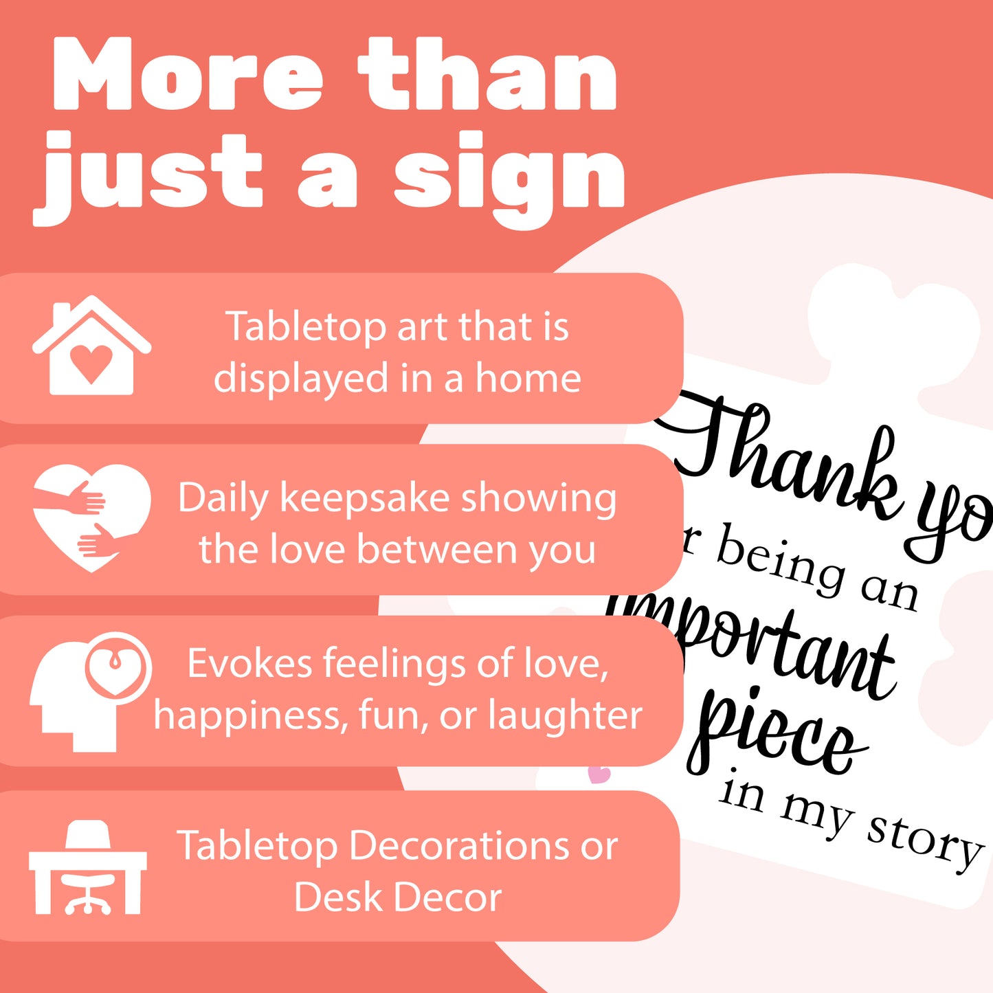 Thank You for Being an Important Piece in My Story PVC Puzzle Sign