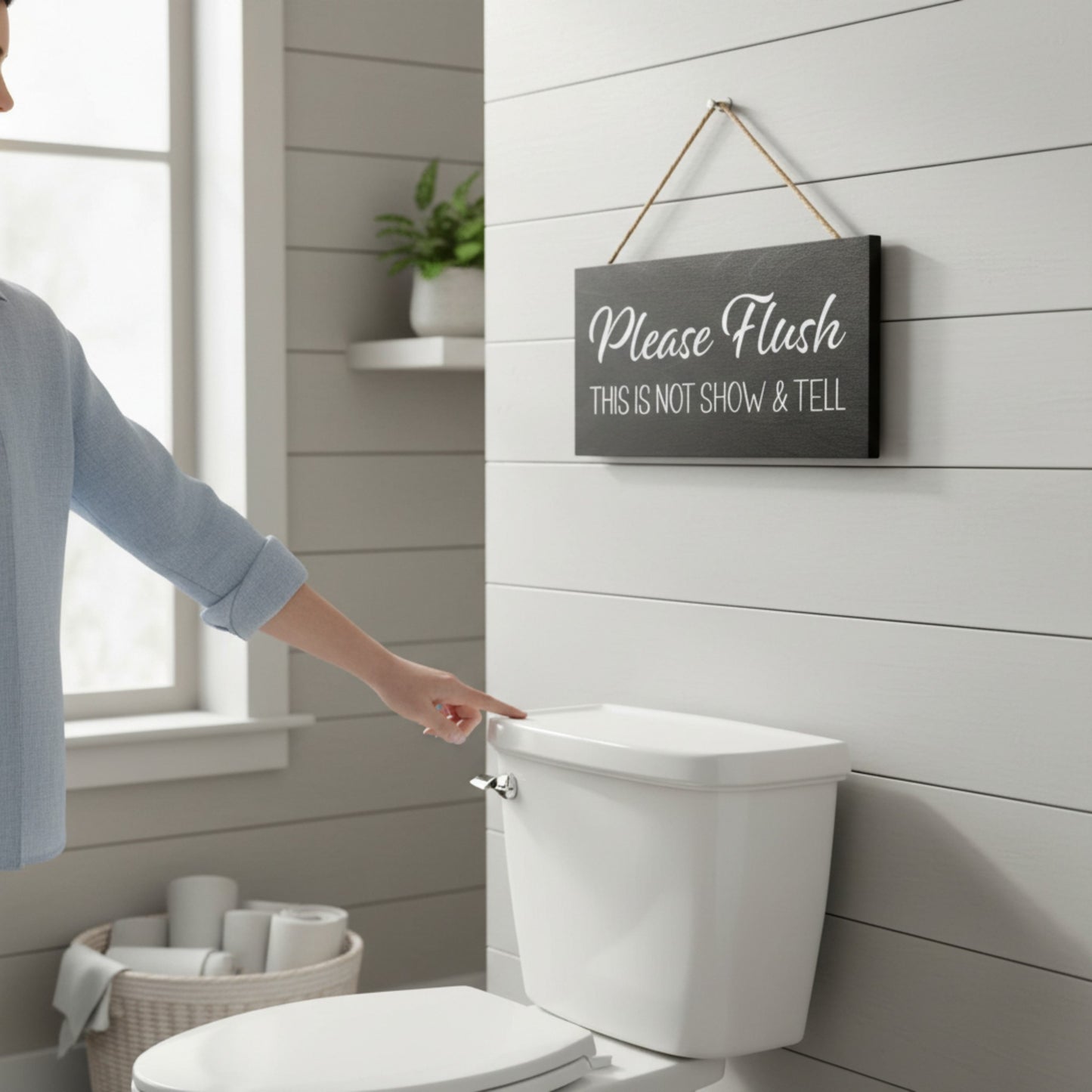 Please Flush This Is Not Show and Tell Wood Sign