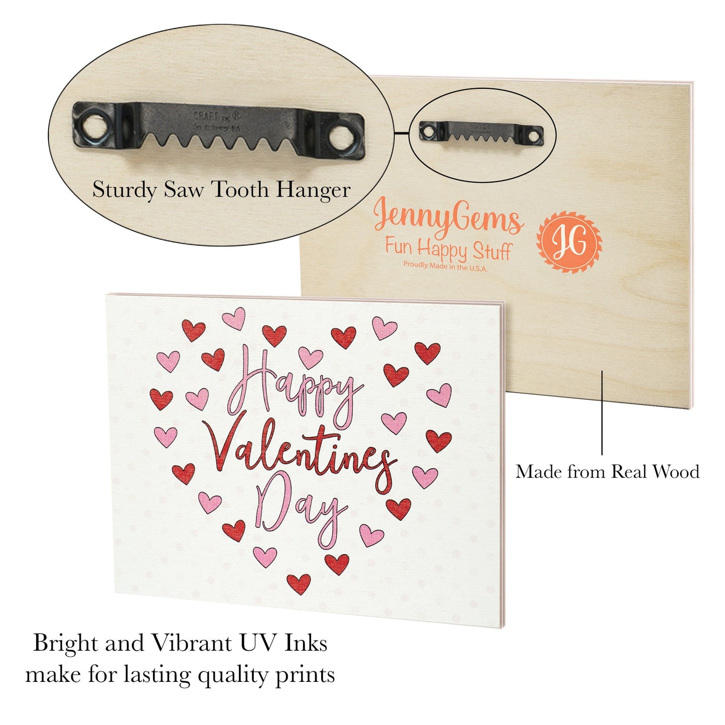 Happy Valentine's Day Wood Sign: Red & Pink Hearts Decor