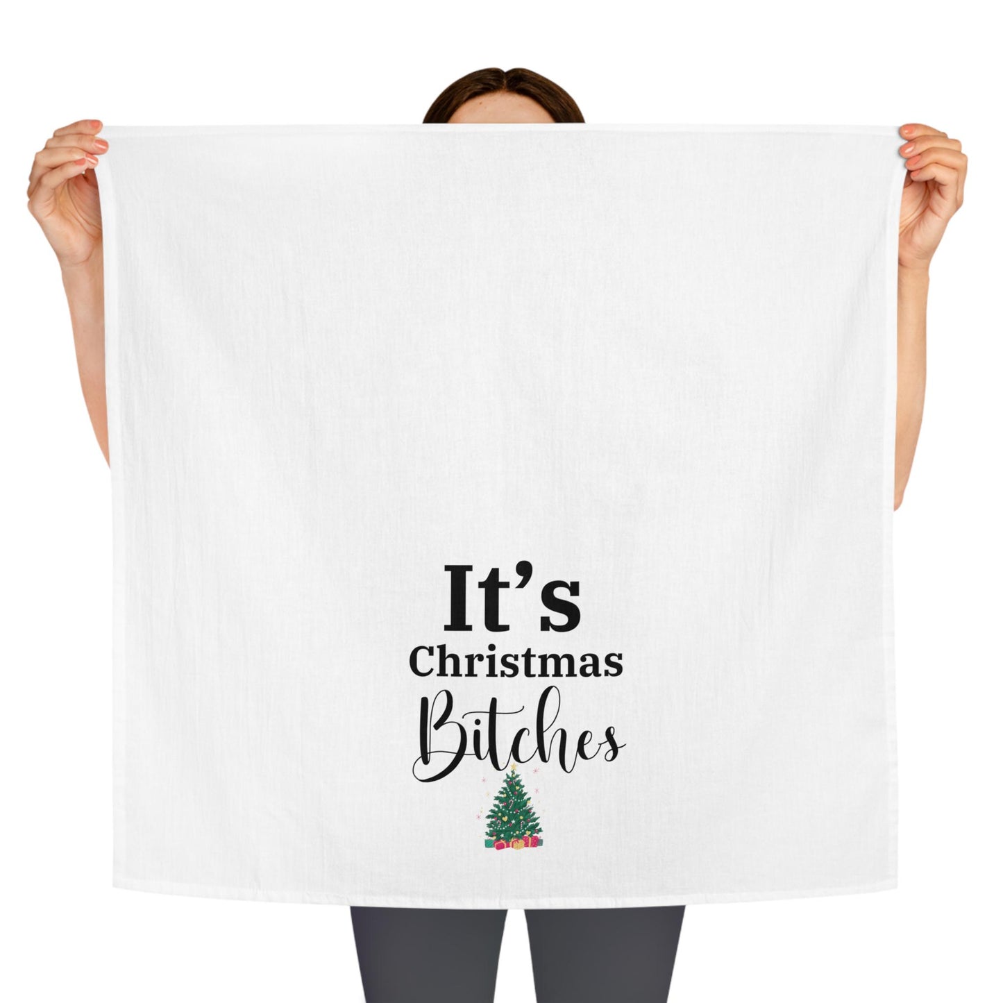 It's Christmas Bitches Kitchen Towel, Funny Holiday Dish Towel, Tea Towel for Christmas Decor, 28x28 Cotton Towel, Kitchen Gift