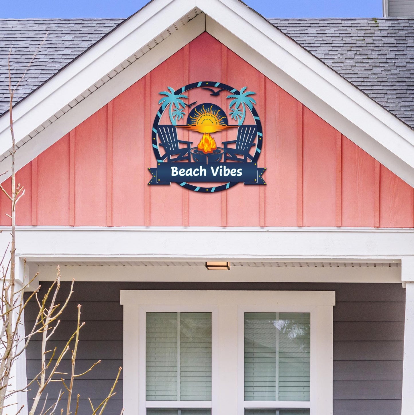 Custom Coastal Sign: Beach House Fire Pit Decor - 36" Nautical Wall Art
