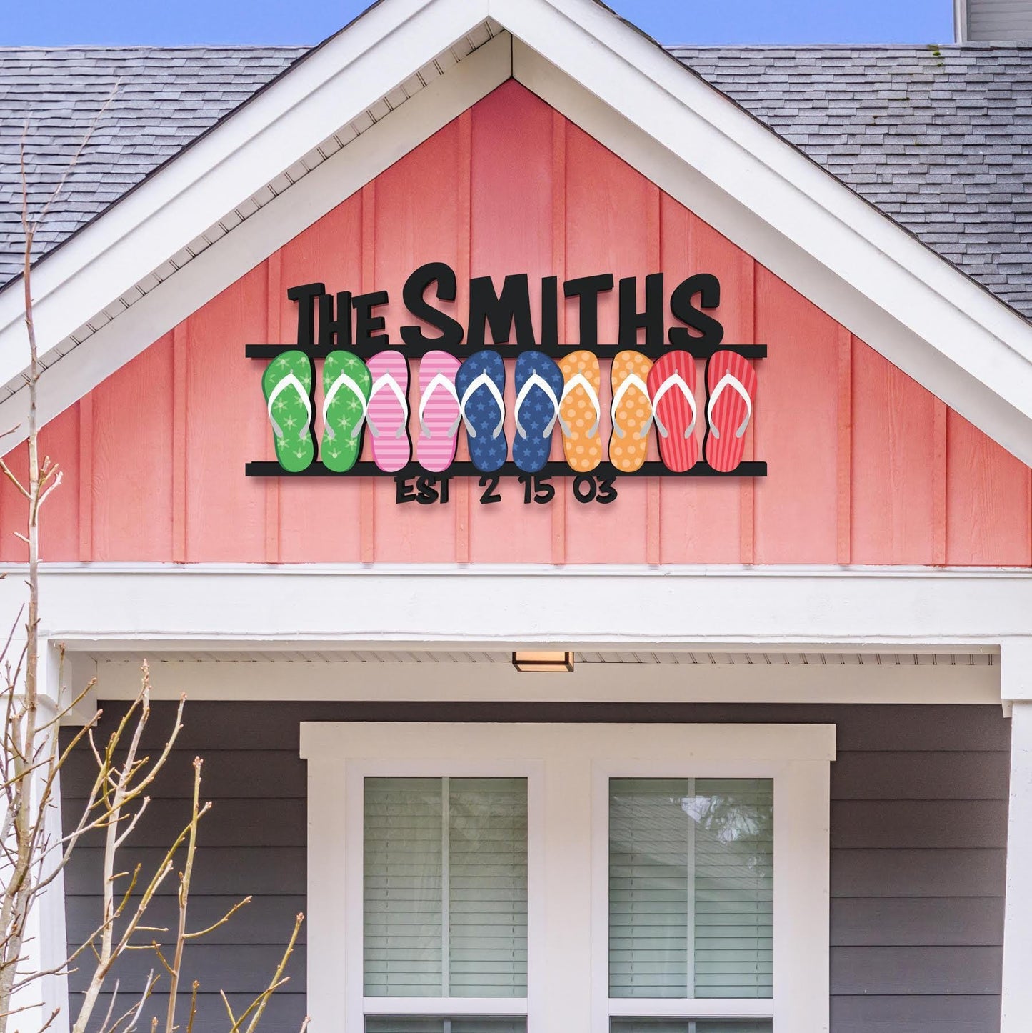 Personalized Flip Flop Family Sign: Coastal Beach House Decor