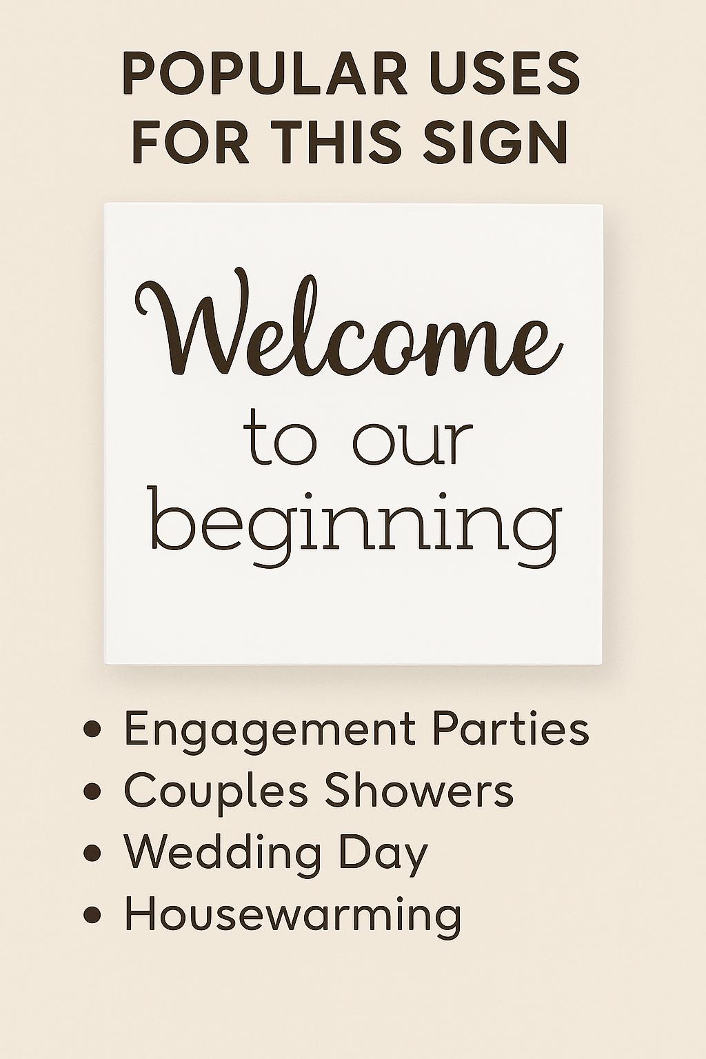 Welcome to the Beginning Sign: Minimalist Wood Wedding & Housewarming Decor