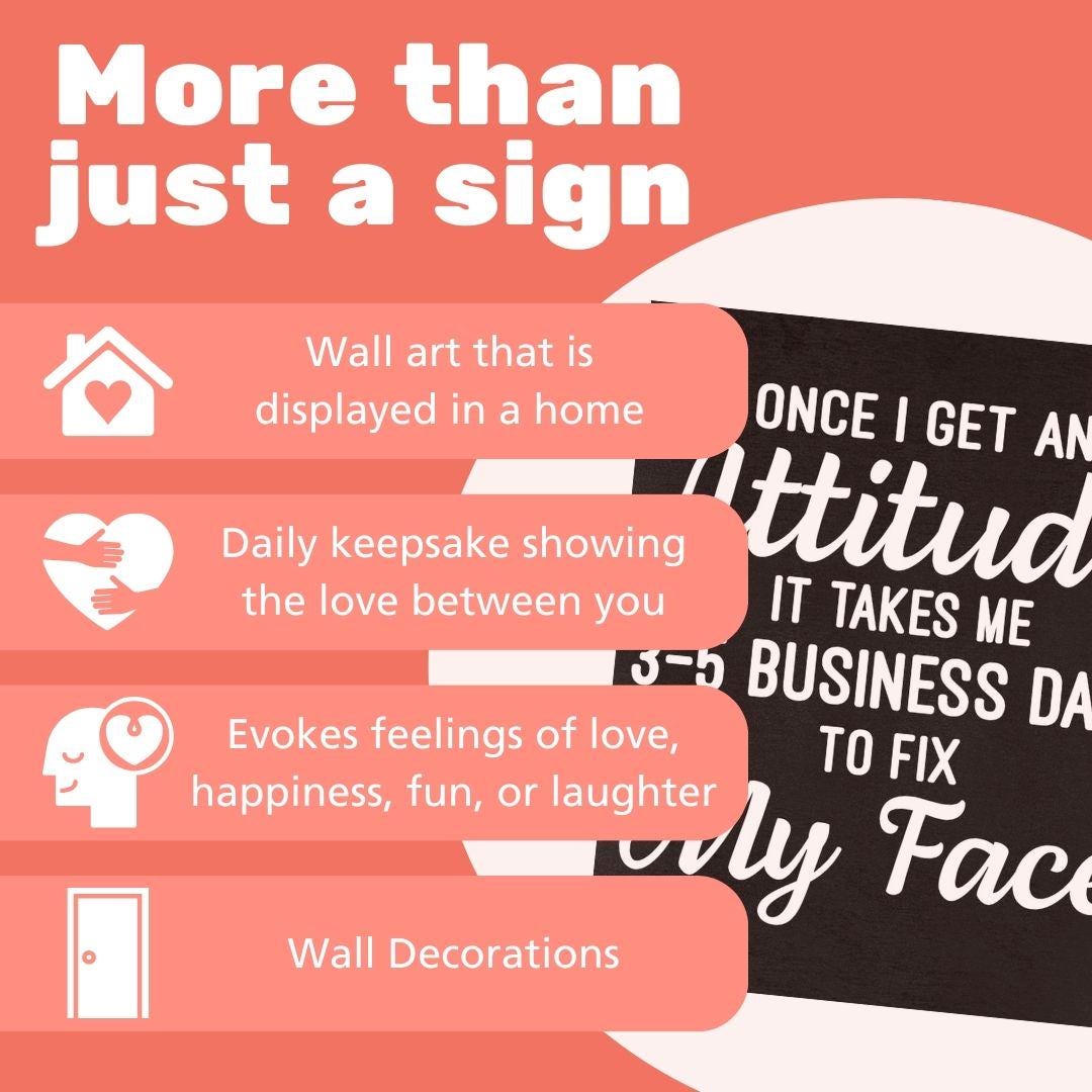 Sarcastic Attitude Wood Sign: Funny Home Office Decor