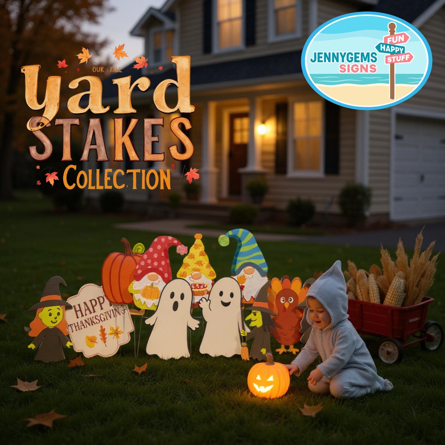 PVC Halloween Ghost Yard Stakes: Outdoor Fall Decor - Set of 3