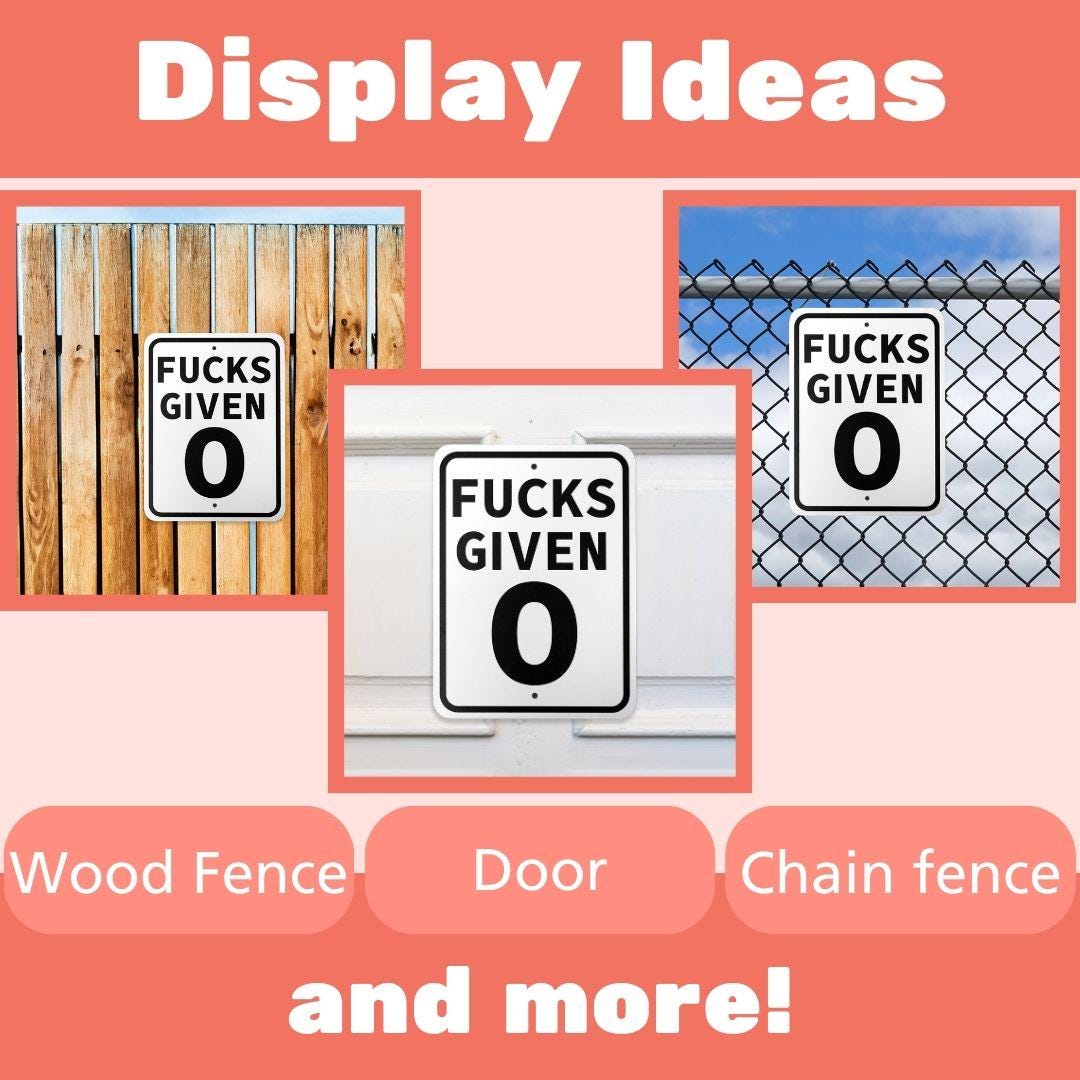 Zero Fucks Given Metal Sign, Man Cave Decor, Gym Sign, Sarcastic Gifts, Garage Sign, Offensive Gift, 9x12 Metal