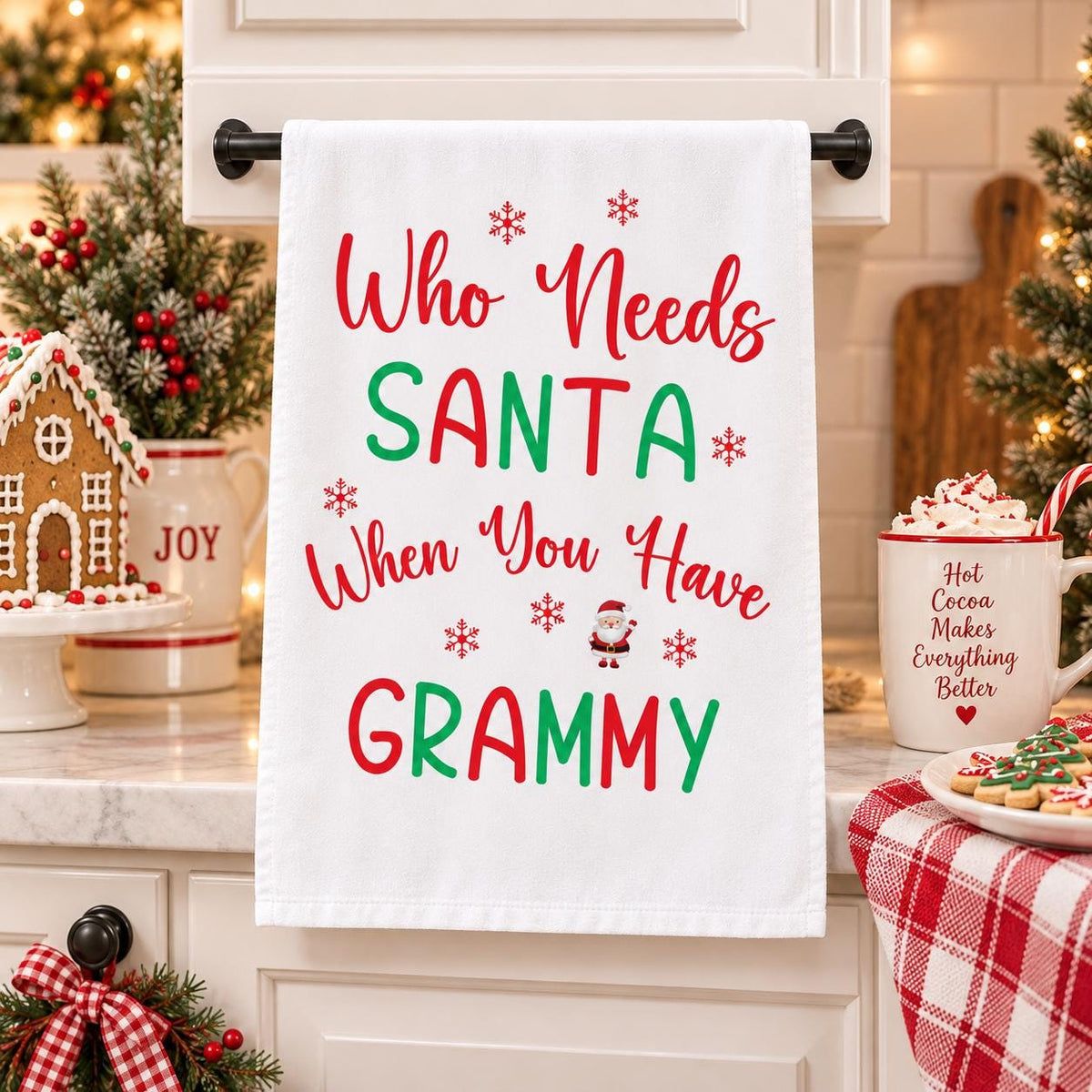 Funny Grammy Christmas Dish Towel: Holiday Kitchen Decor