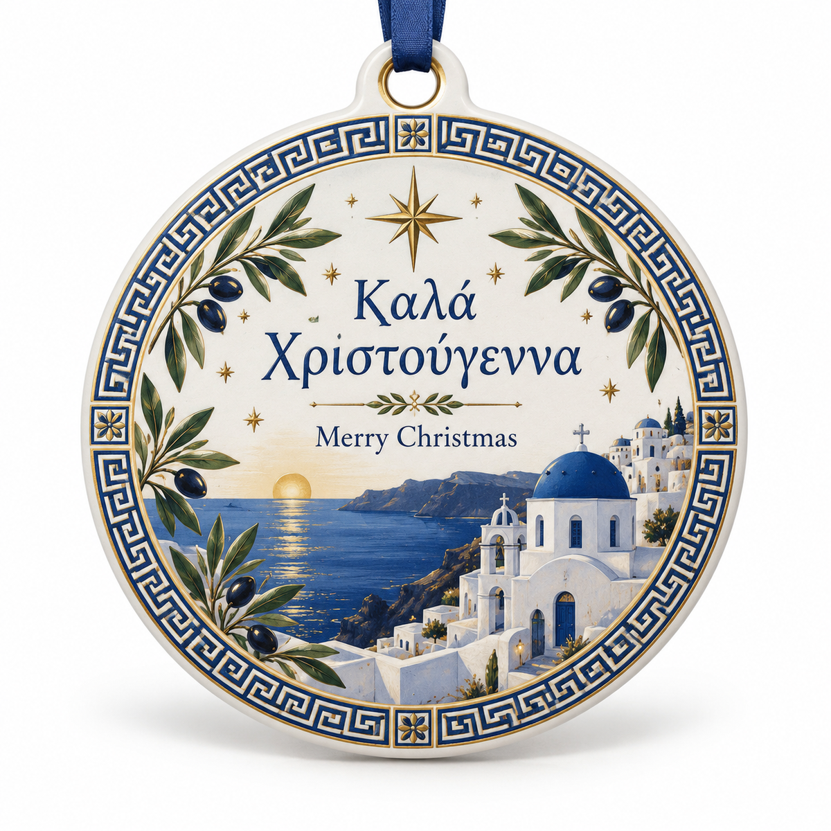 Greek Christmas Ornament – Καλά Χριστούγεννα Santorini Greek Holiday Decor