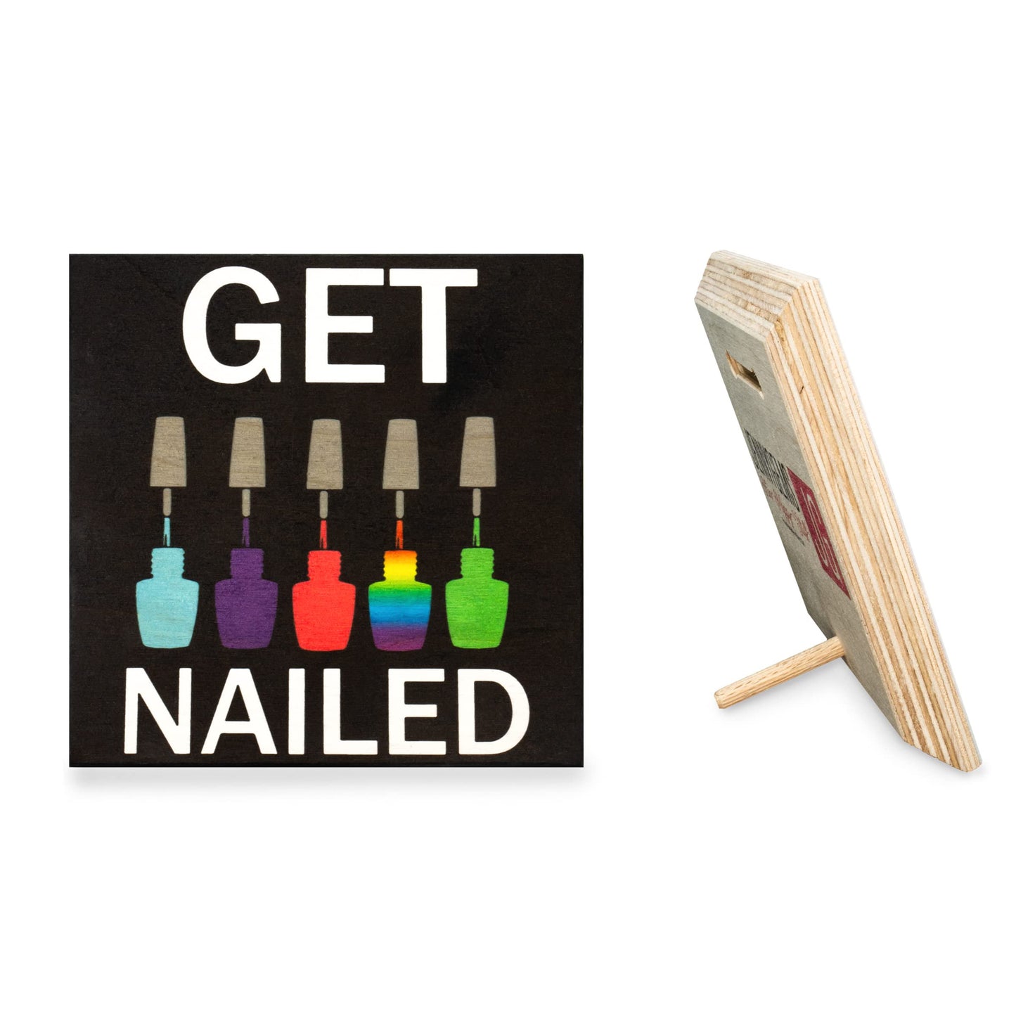 JennyGems Funny Nail Salon Wooden Sign, Get Nailed, Nail Manicurist or Stylist Gift