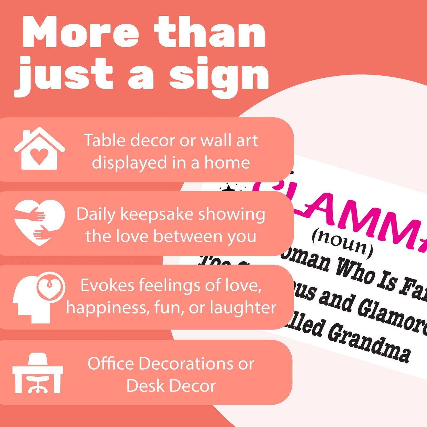 Glamma Gifts, Glamma Woman Too Gorgeous and Glamorous To Be Called Grandma Sign