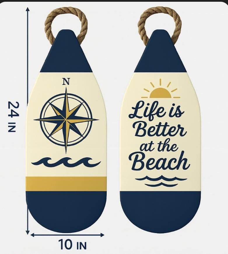 Buoy Wall Decor Set (2), Coastal Nautical Beach House Wall Art, Weatherproof PVC