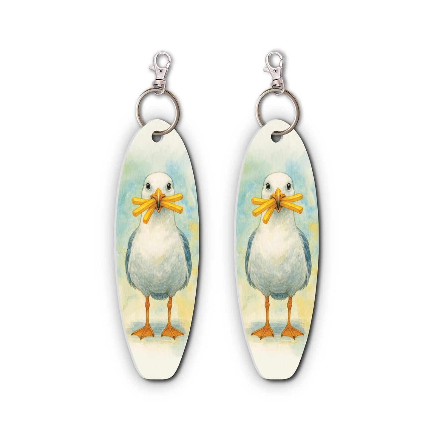 Funny Seagull Keychains Set of 2 – PVC Beach Keyrings for Bags, Backpacks, or Keys – Coastal Souvenir or Gift