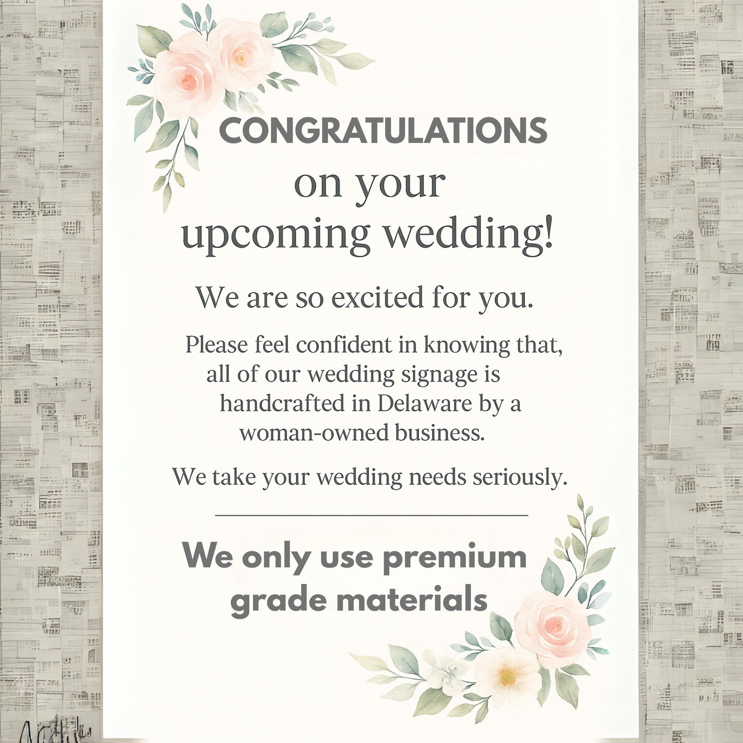 Elegant Gifts and Cards Wedding Sign: Wooden Table Decor, 10x11