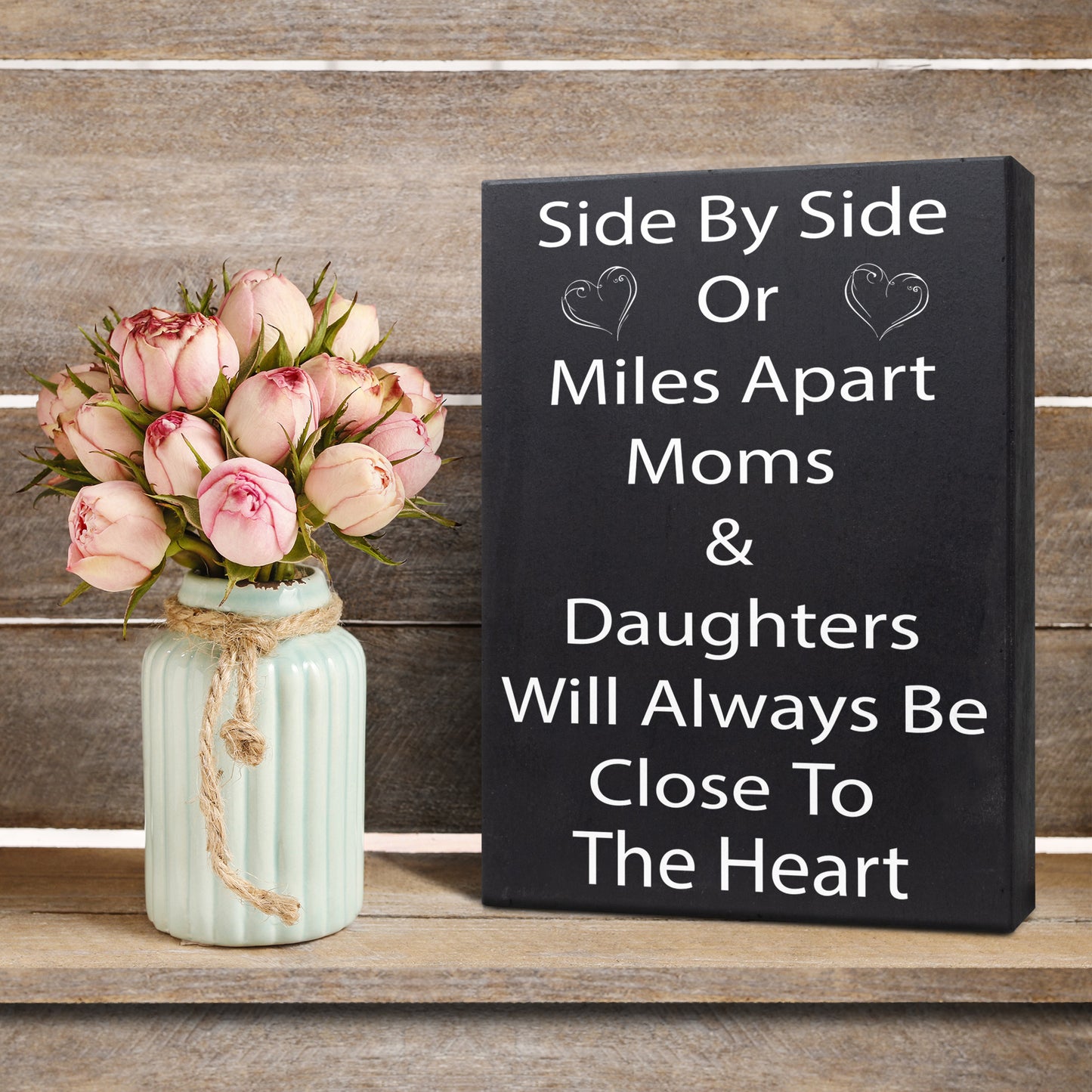 JennyGems Mom and Daughter Sign Gift Decor, Meaningful Gift for Mom, Mother's Day, 6x8 Inch Wood Sign, Made in USA